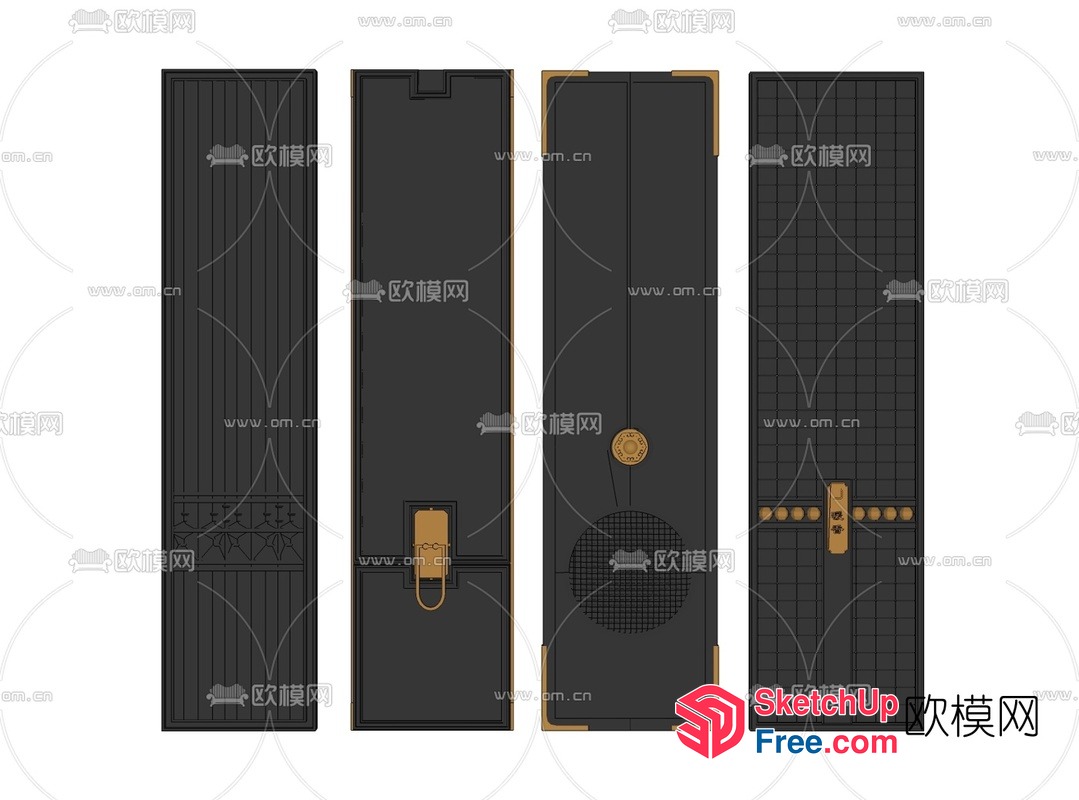 Four Tall Doorways With Various Decorative Elements 3D SketchUp File