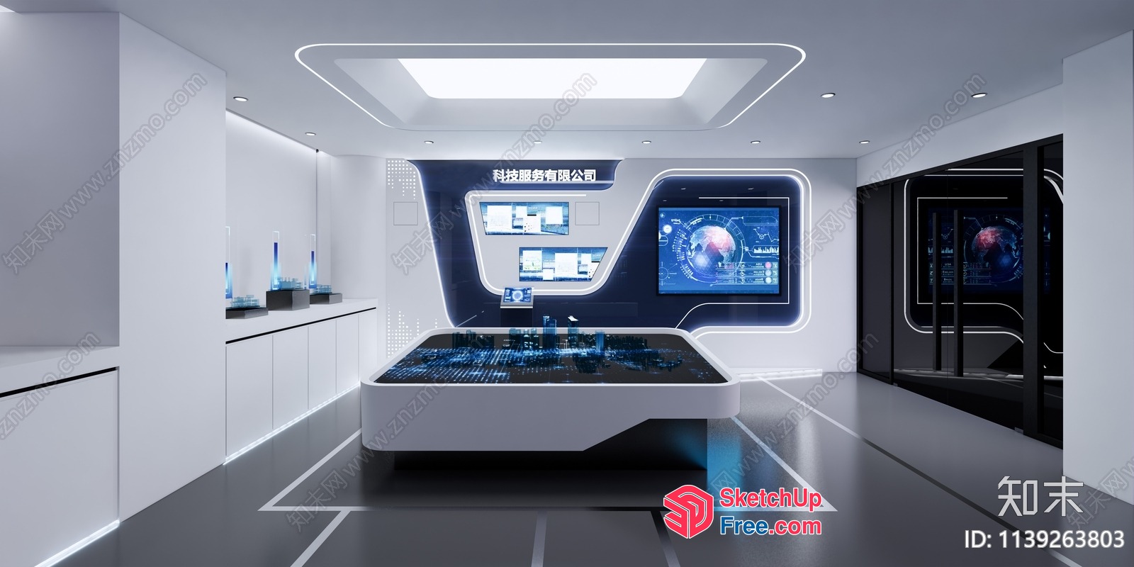 Futuristic High-Tech Office Interior Design 3D SketchUp File