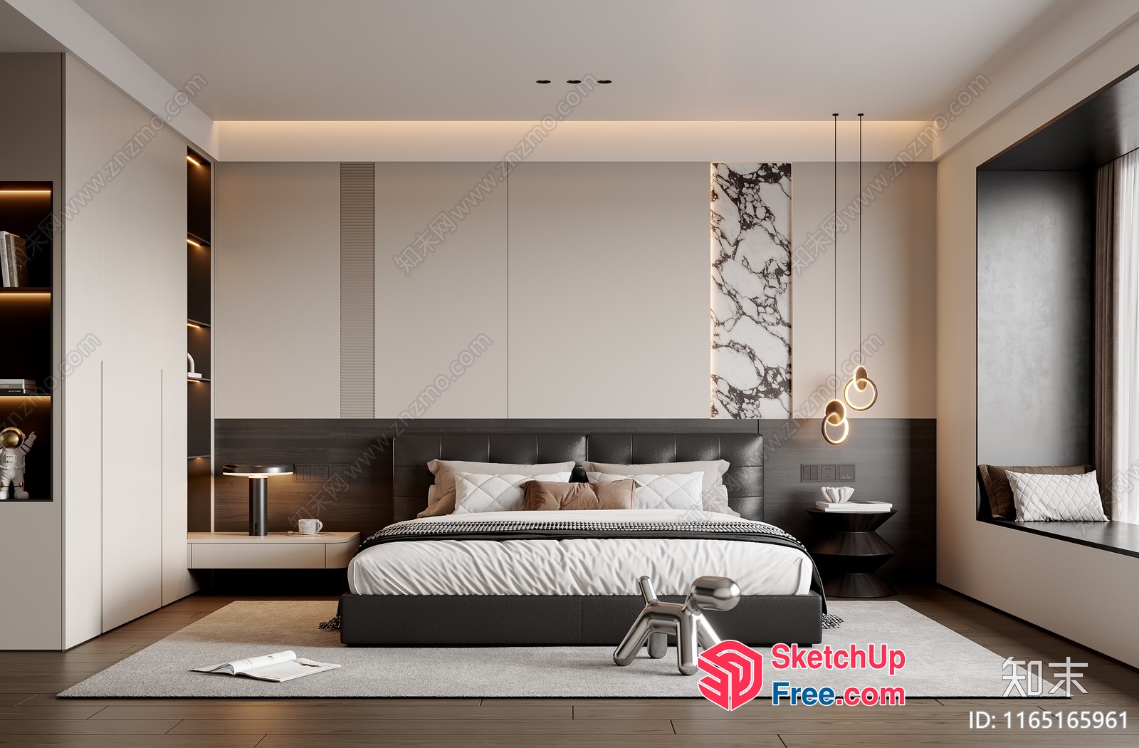 Modern Minimalist Bedroom With Sleek Furniture 3D SketchUp File