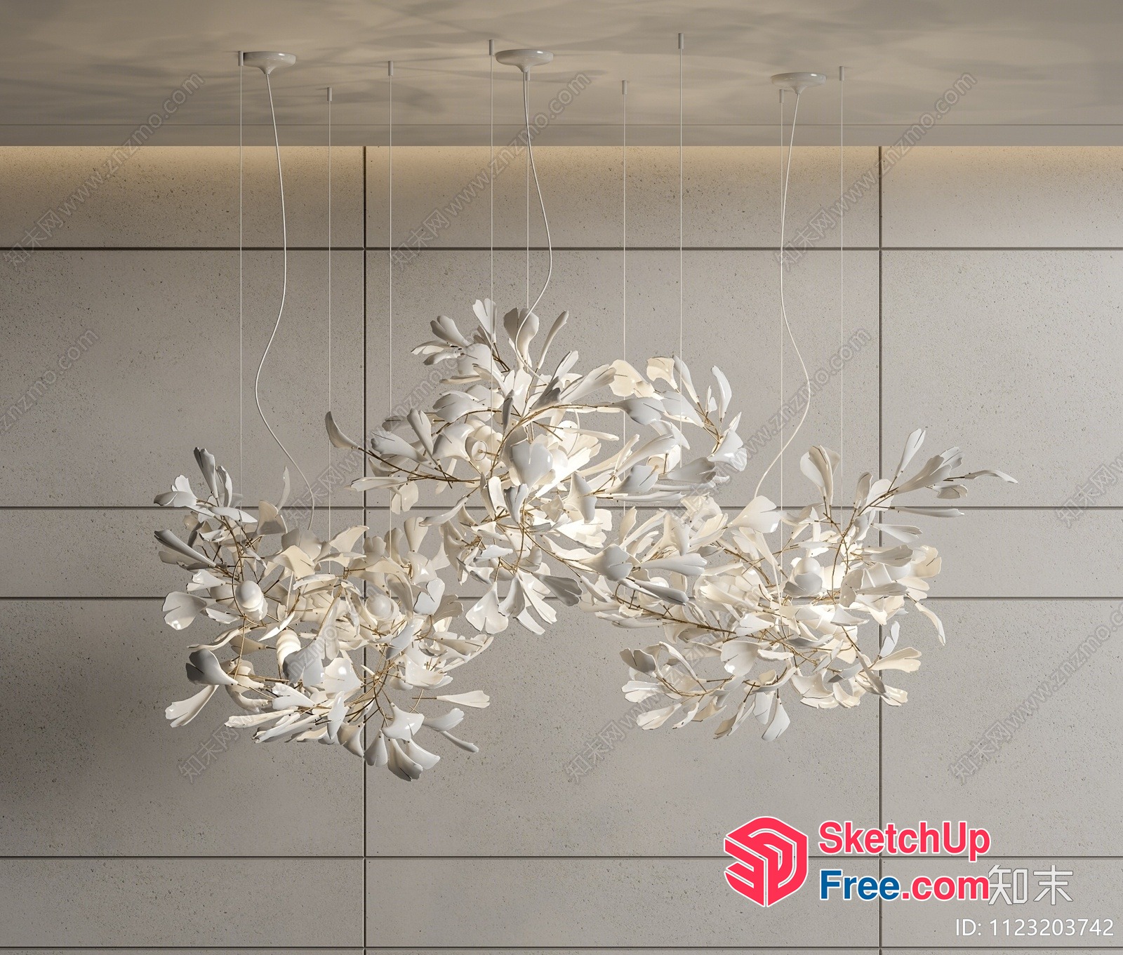 Elegant White Floral Light Fixture 3D SketchUp File