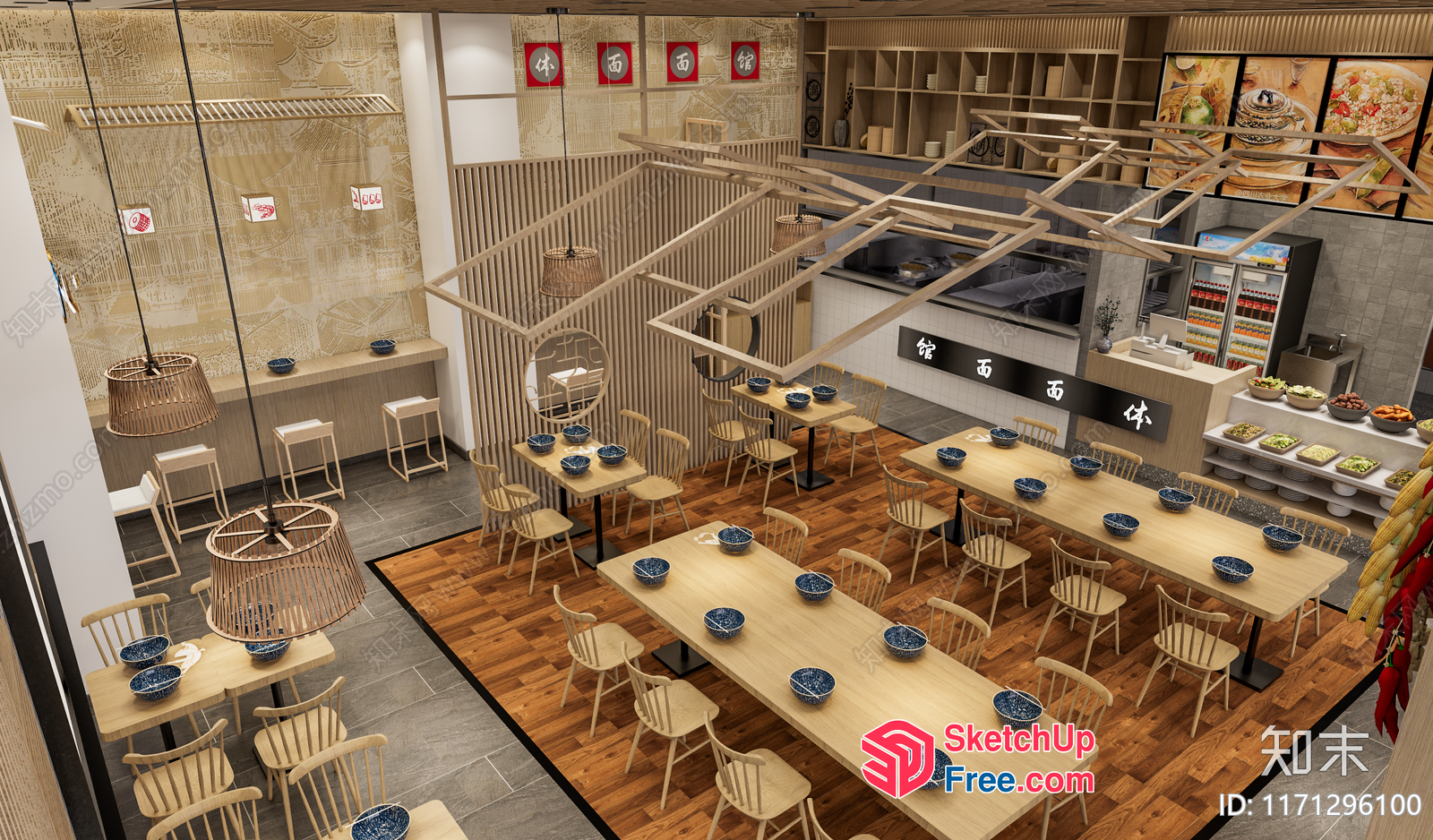 Modern Asian Restaurant Interior 3D SketchUp File