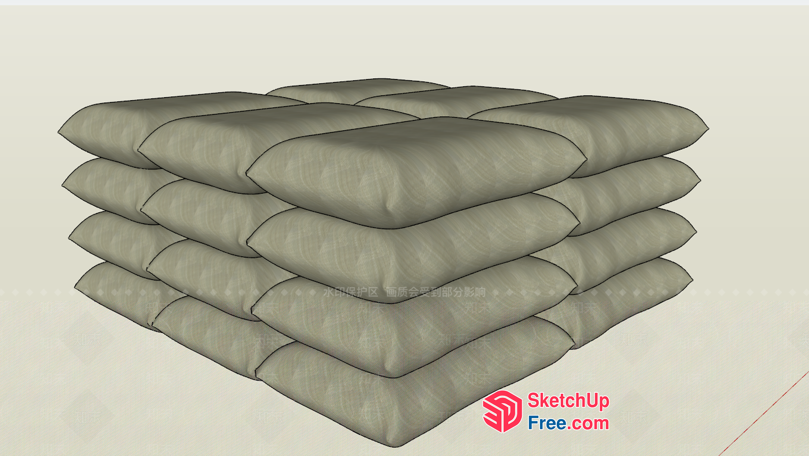 Stacked Pillows In A Square Formation 3D SketchUp File