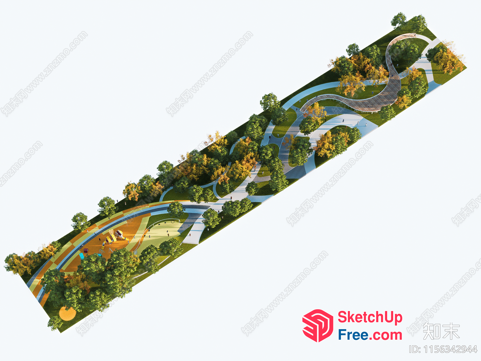 Serpentine Pathway In A Park 3D SketchUp File