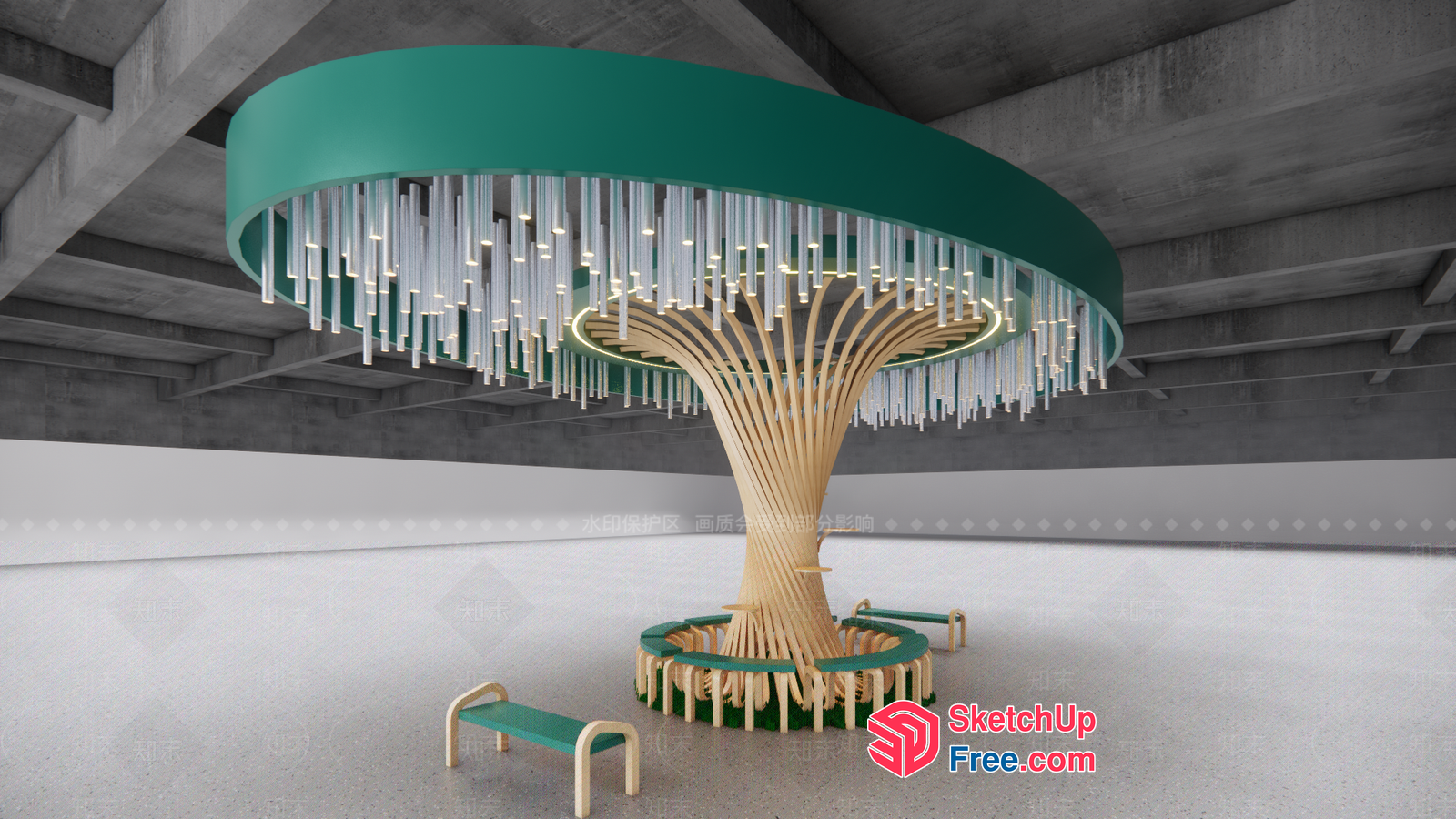 Modern Tree-Shaped Chandelier 3D SketchUp File