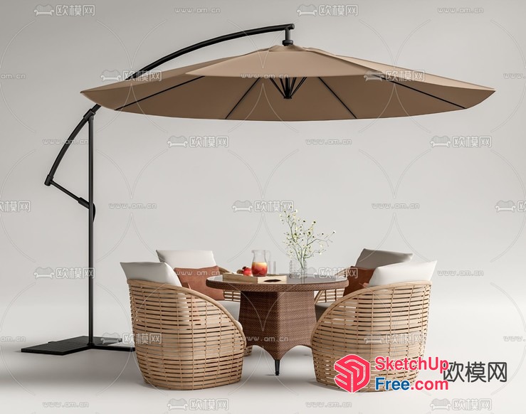 Outdoor Dining Furniture With Umbrella 3D SketchUp File
