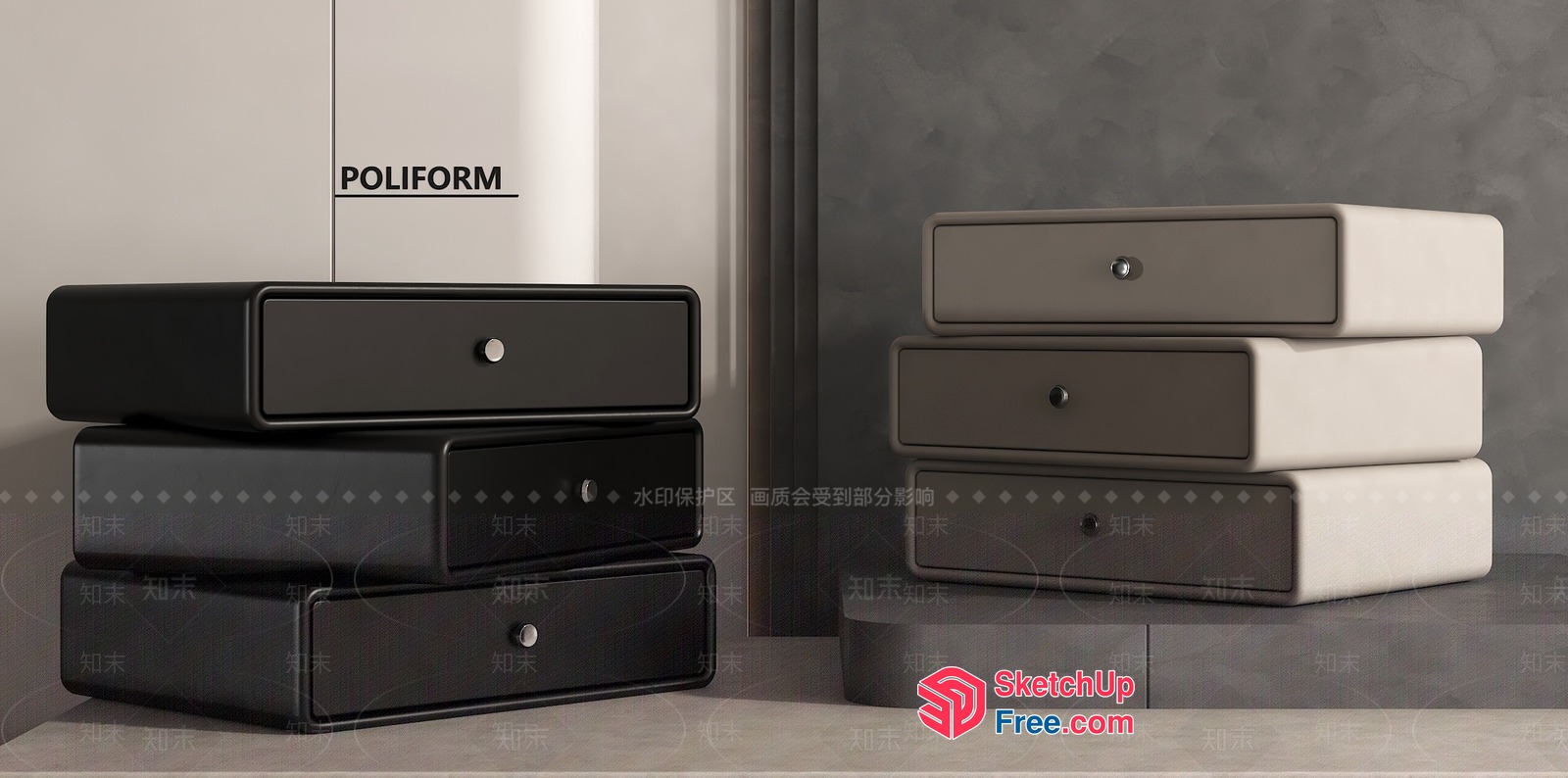 Modern Poliform Furniture Set 3D SketchUp File