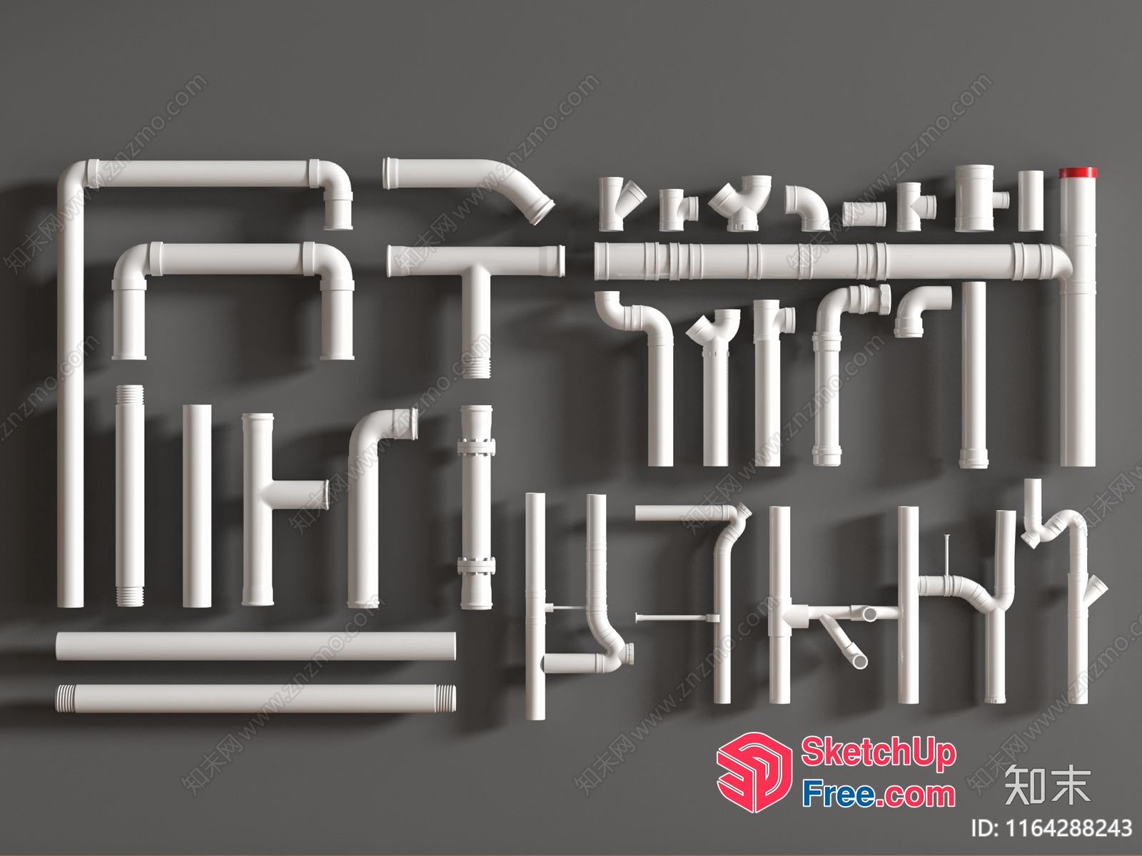 White Pvc Pipe Components 3D SketchUp File