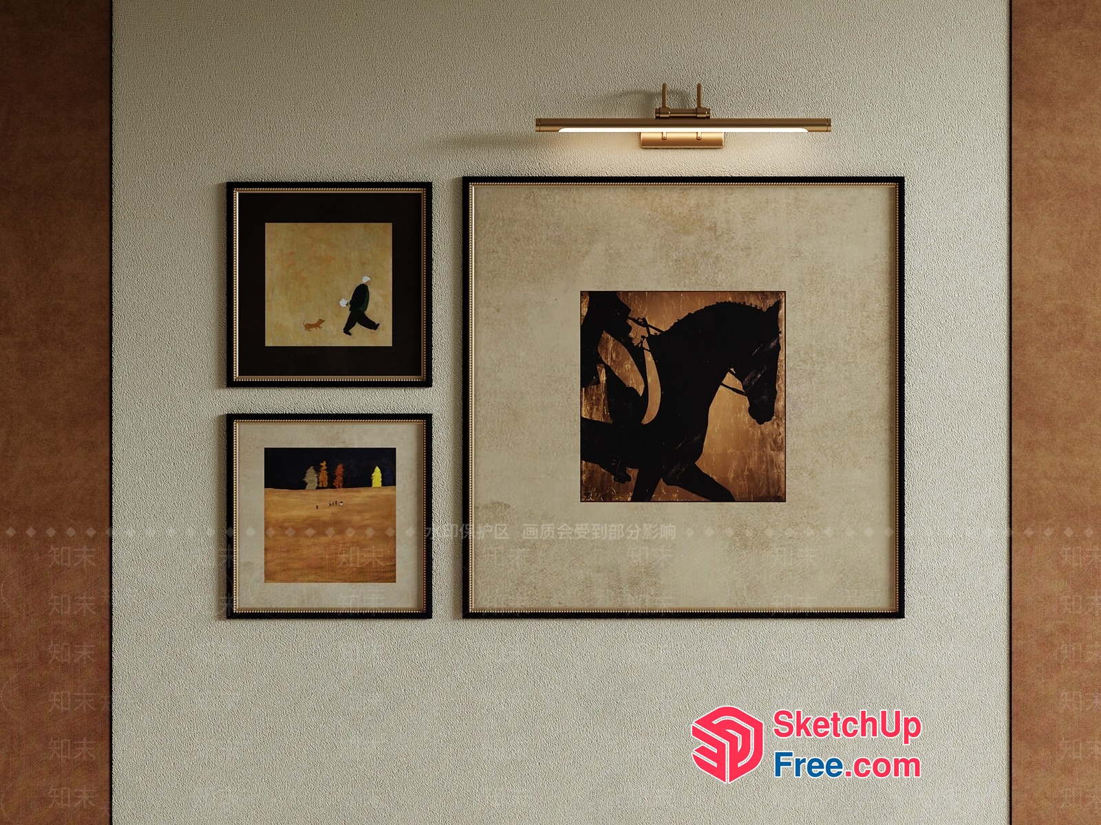 Framed Artwork And Horse Silhouette On A Wall 3D SketchUp File