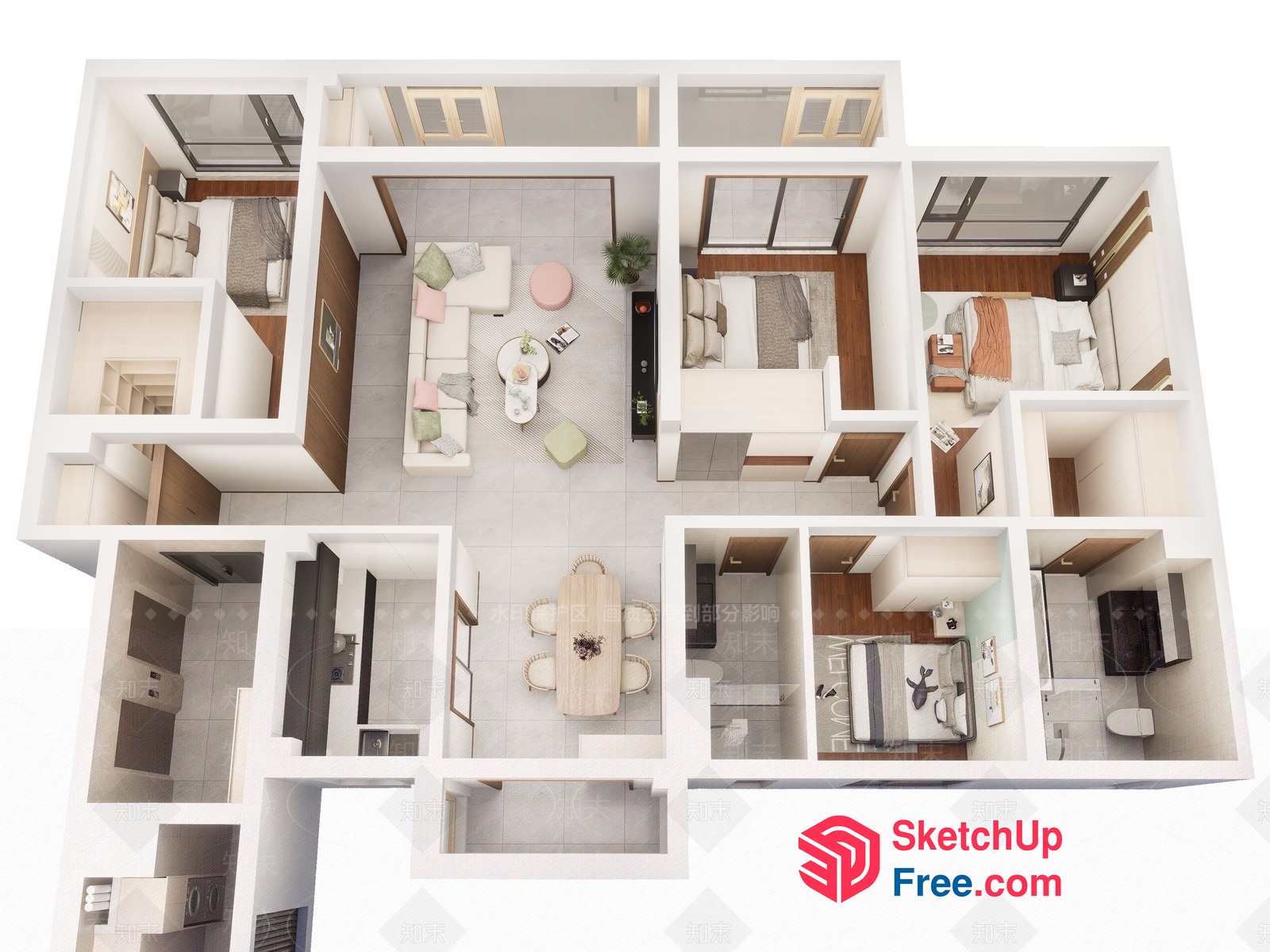 Modern 3D Villa Floor Plan 3D SketchUp File