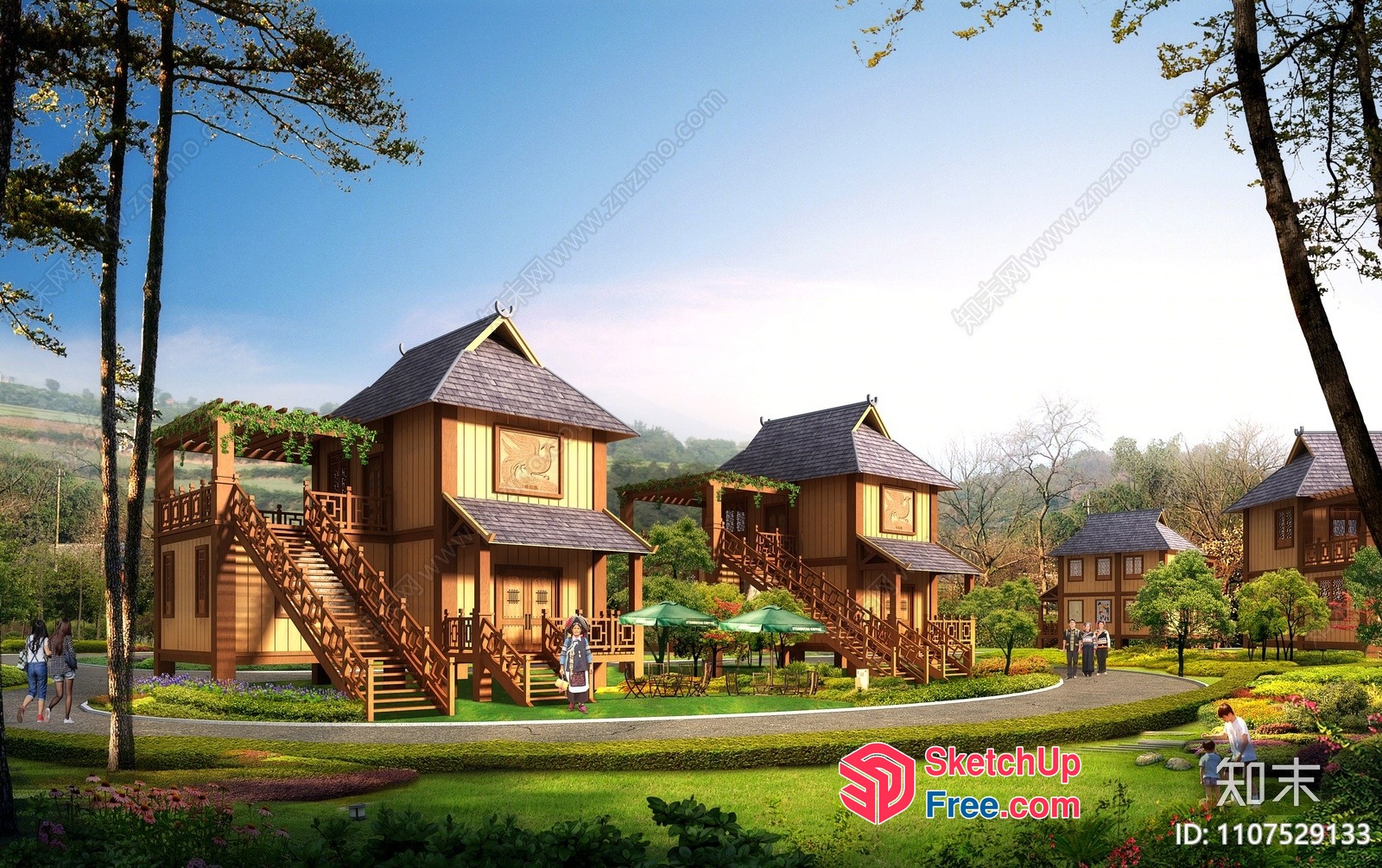 Traditional Thai-Style Villas In A Serene Countryside Setting 3D SketchUp File