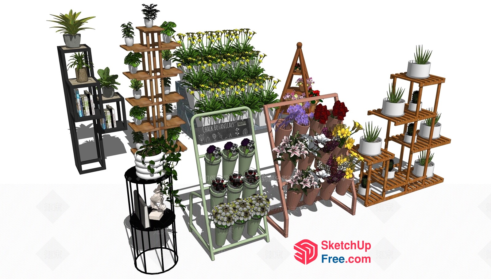Colorful Indoor Plant Stand Collection 3D SketchUp File