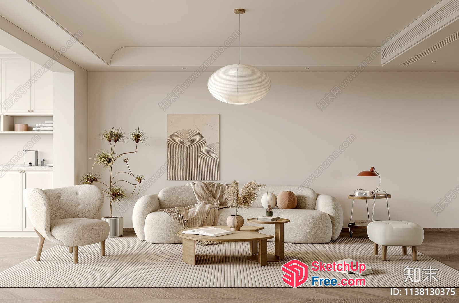 Modern Minimalist Living Room Interior Design 3D SketchUp File
