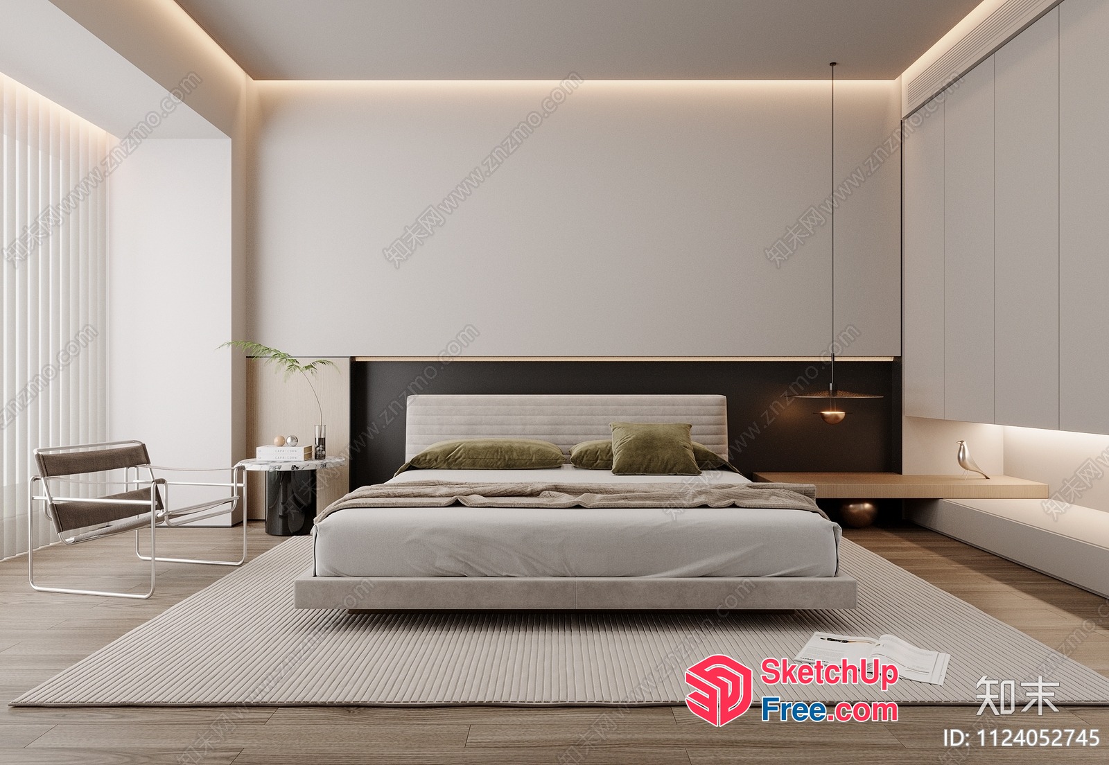 Modern Minimalist Bedroom Interior 3D SketchUp File
