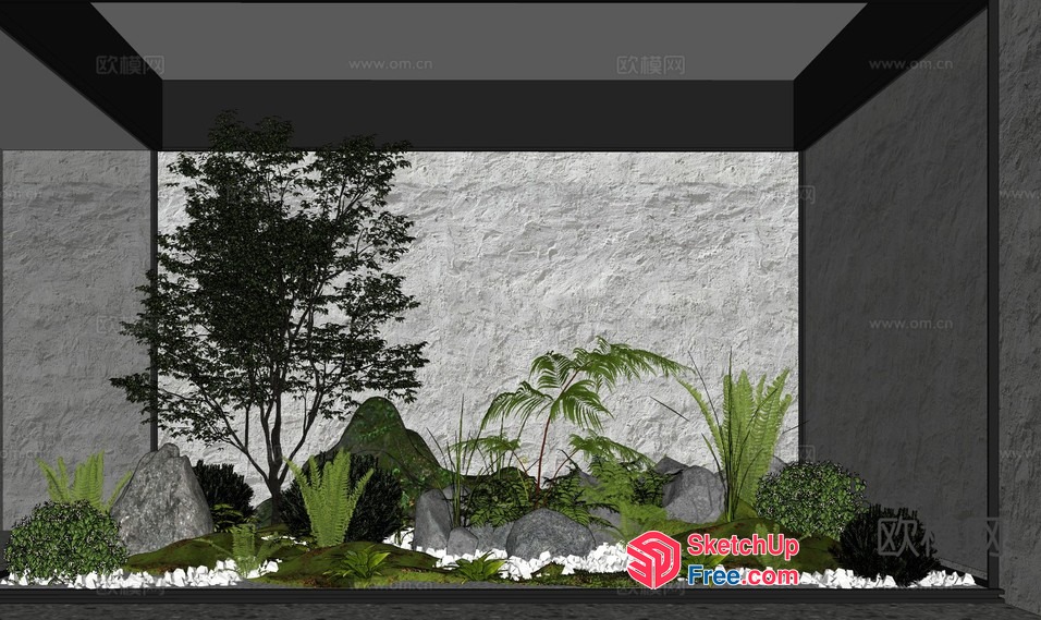 Modern Minimalist Japanese-Inspired Garden Scene 3D SketchUp File