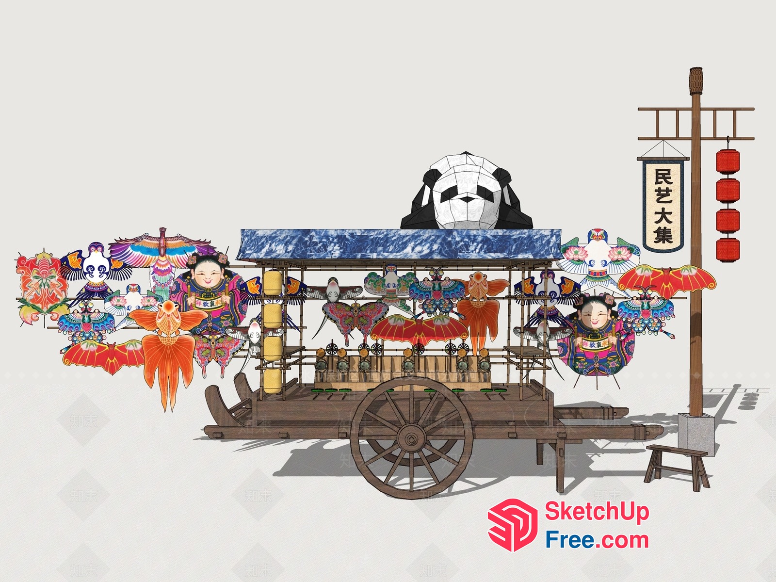 Traditional Chinese Street Food Cart 3D SketchUp File