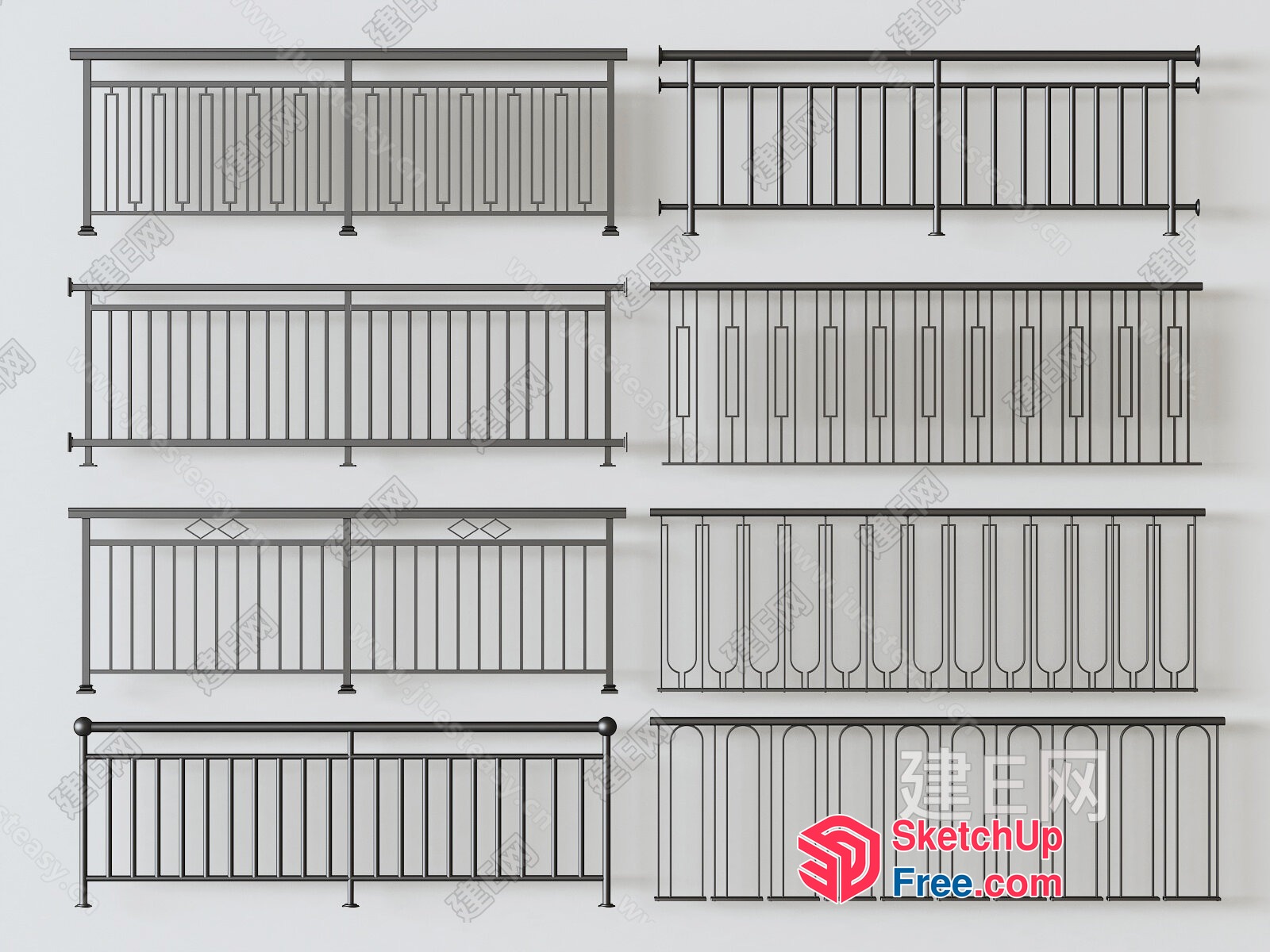 Railing Options For Balconies And Stairs 3D SketchUp File