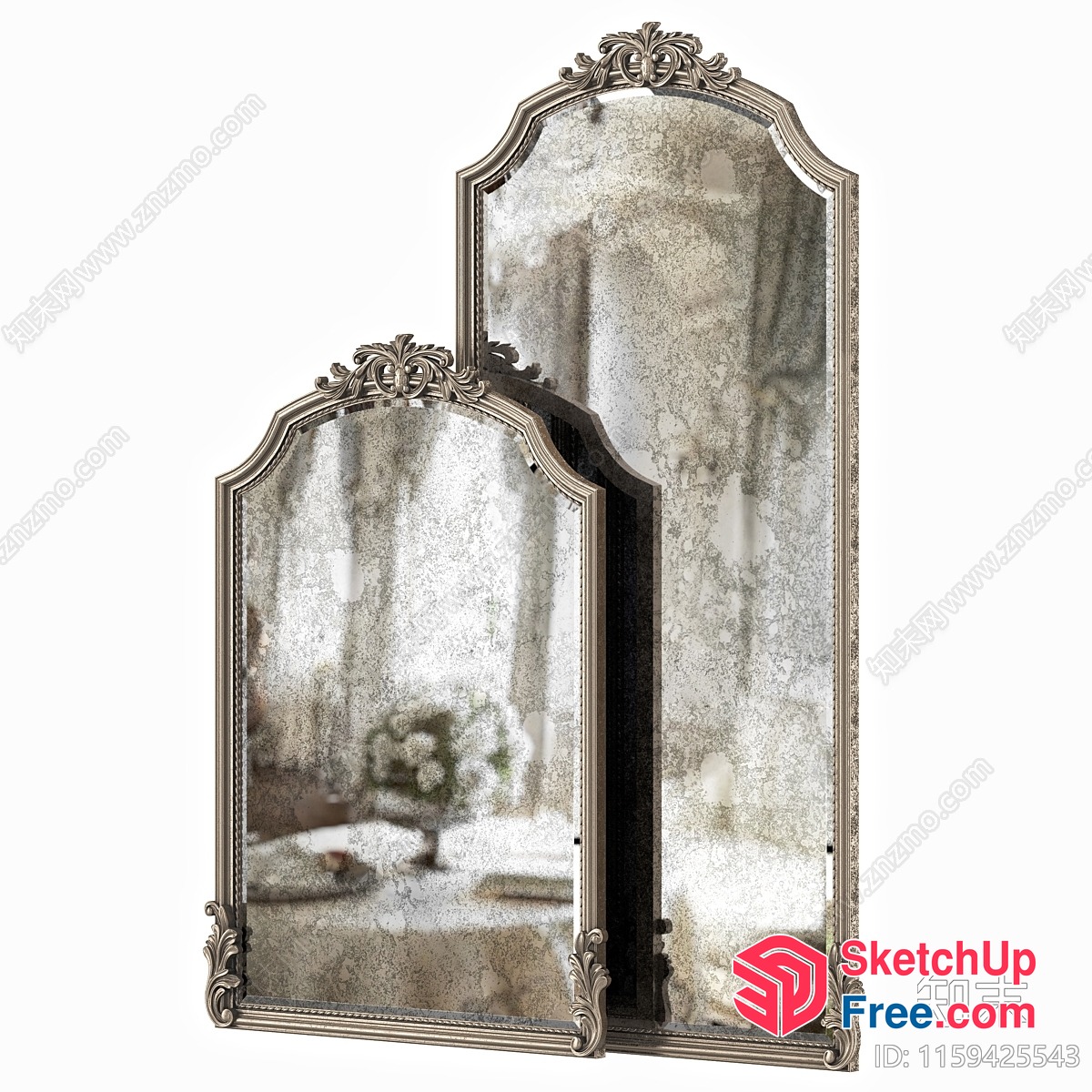 Ornate Silver Frame Mirrors In A Vintage Setting 3D SketchUp File