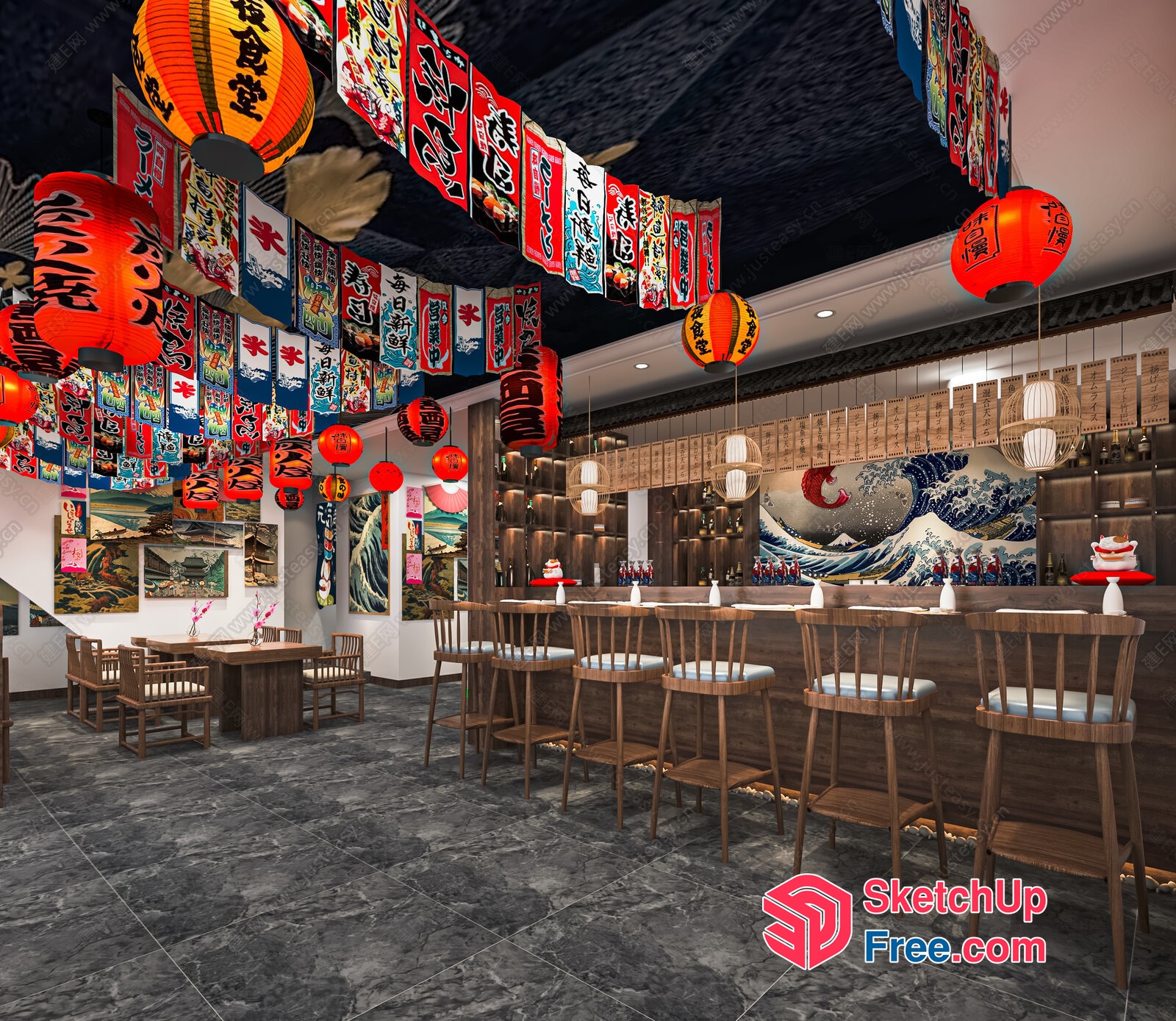 Traditional Japanese Restaurant Interior 3D SketchUp File