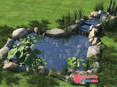 Serene Pond Oasis With Lush Greenery 3D SketchUp File