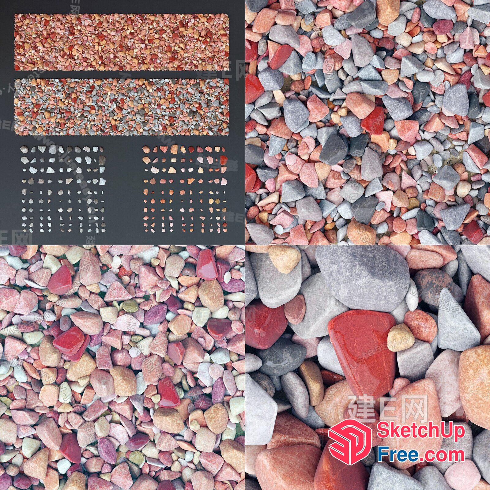 Colorful Pebbles For Exterior Decor 3D SketchUp File
