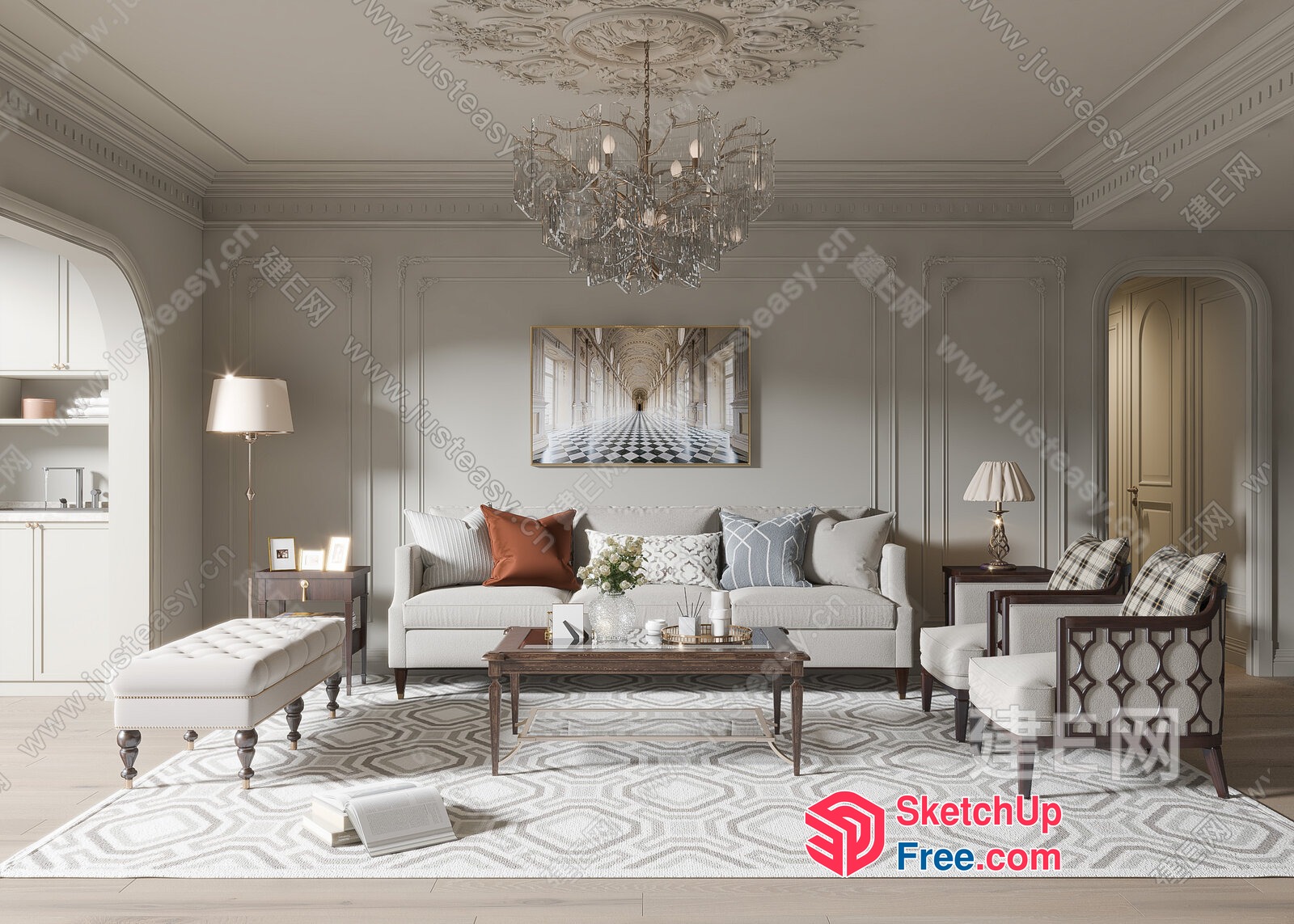 Elegant Classic Living Room Interior 3D SketchUp File