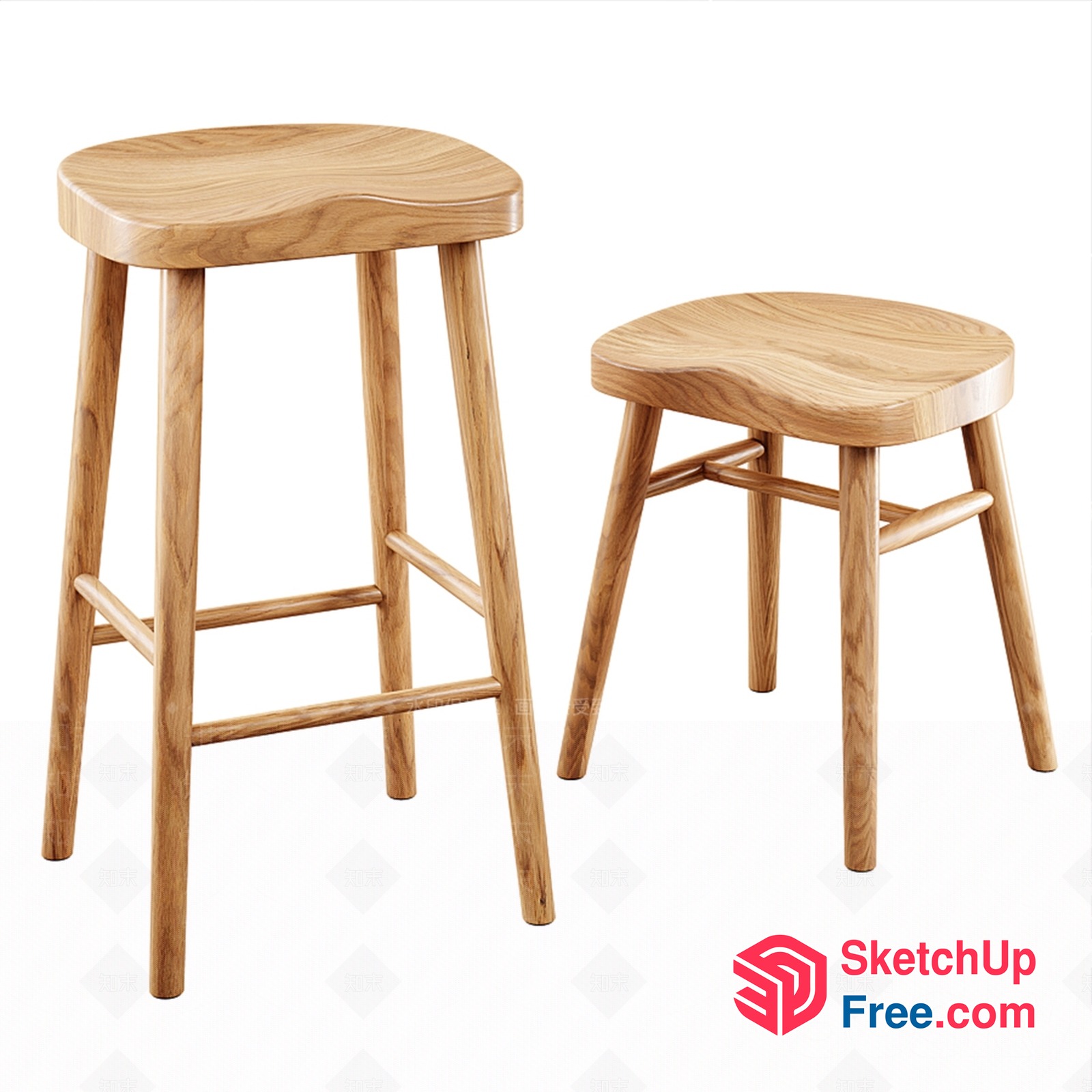 Wooden Stools For Indoor And Outdoor Use 3D SketchUp File