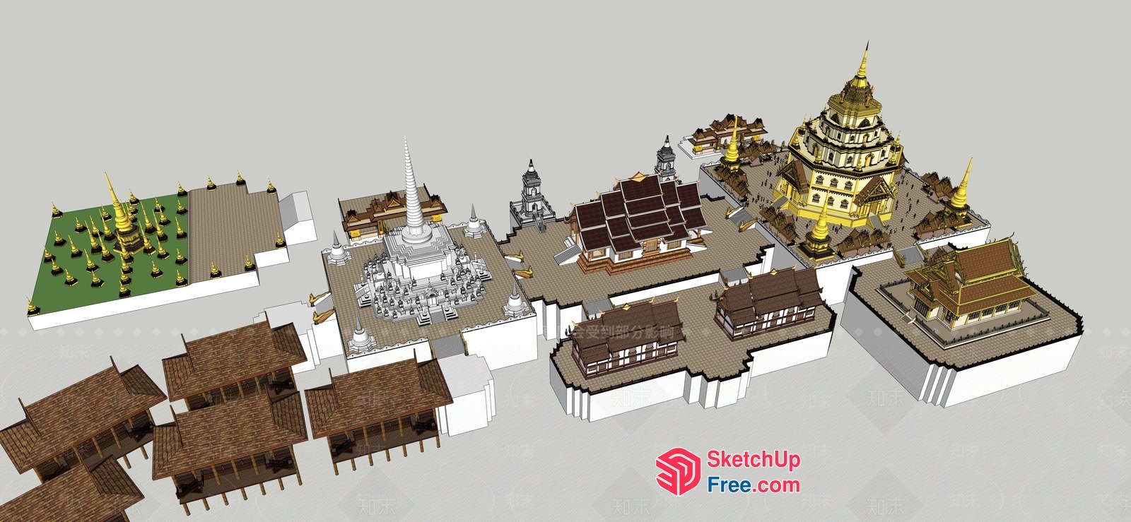 Ancient Thai Temple Complex 3D SketchUp File