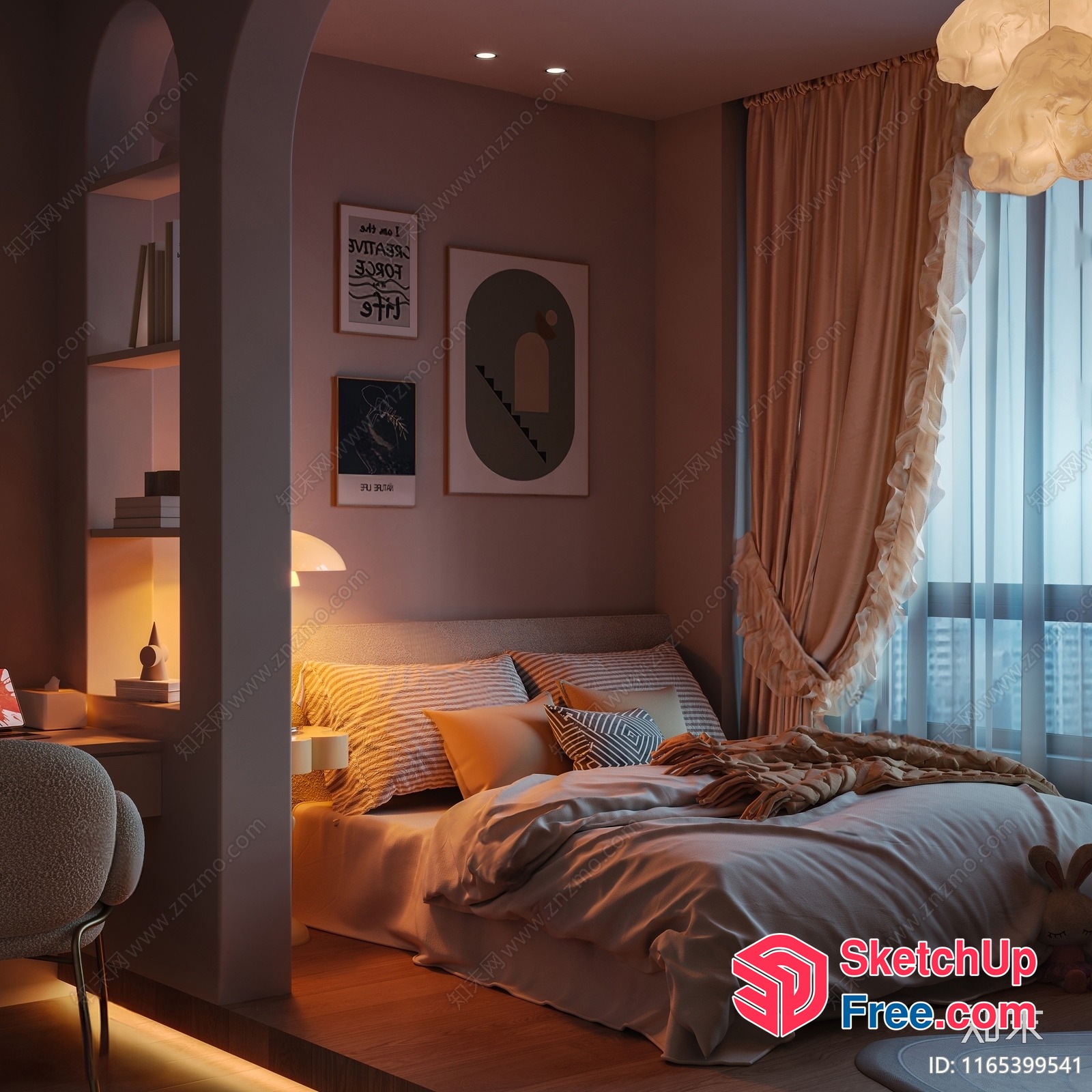 Cozy Modern Bedroom With Soft Lighting 3D SketchUp File