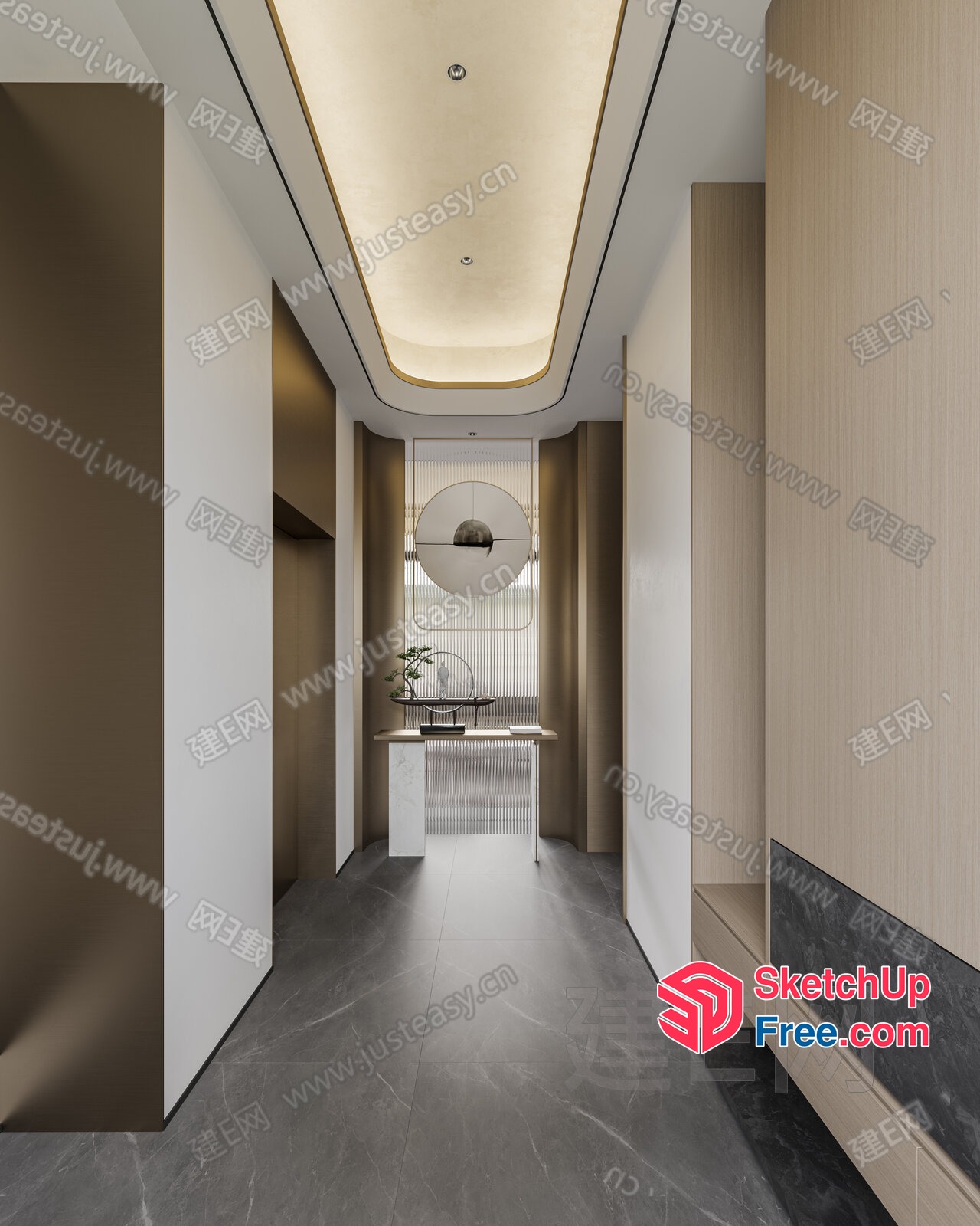 Modern Minimalist Hallway With Natural Light And Sleek Design 3D SketchUp File