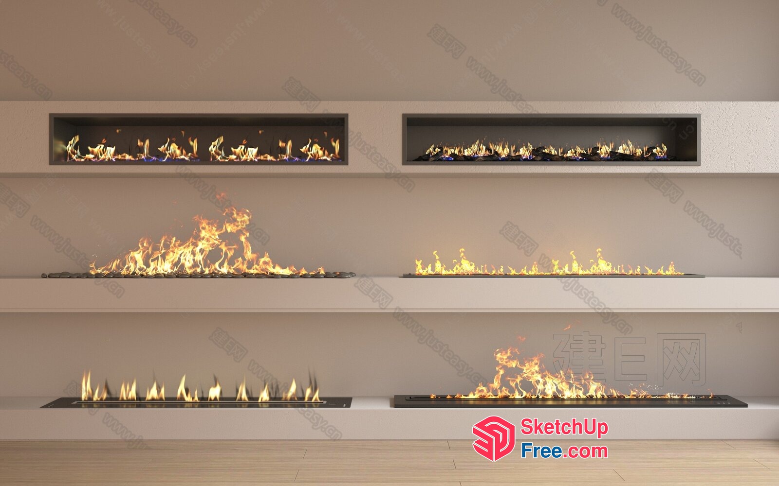 Modern Fireplace Wall Decor 3D SketchUp File