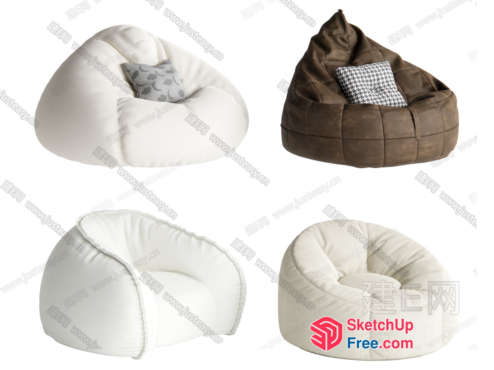 Comfortable And Stylish Bean Bag Chairs 3D SketchUp File
