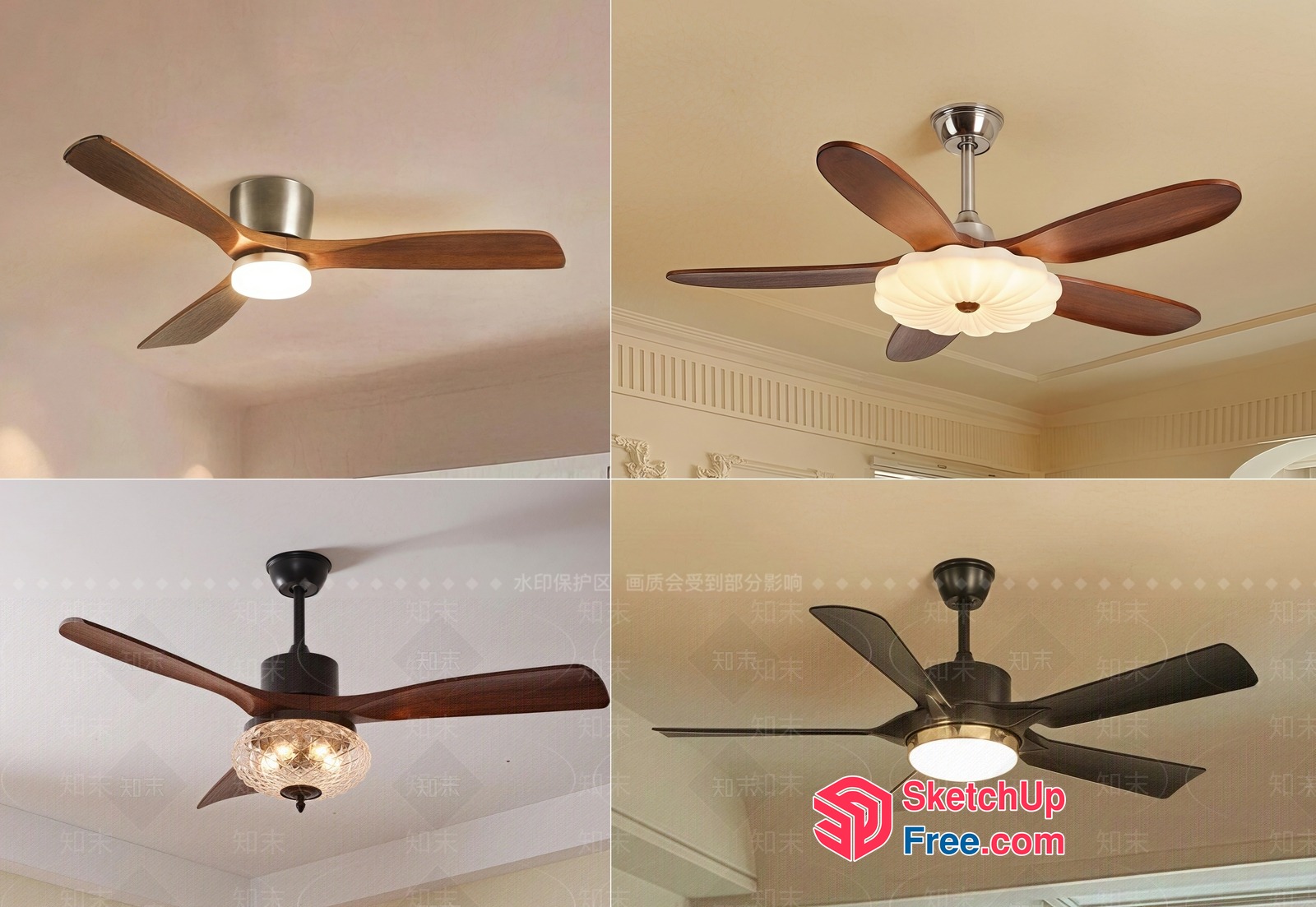 Ceiling Fans With Unique Designs And Lighting Options 3D SketchUp File