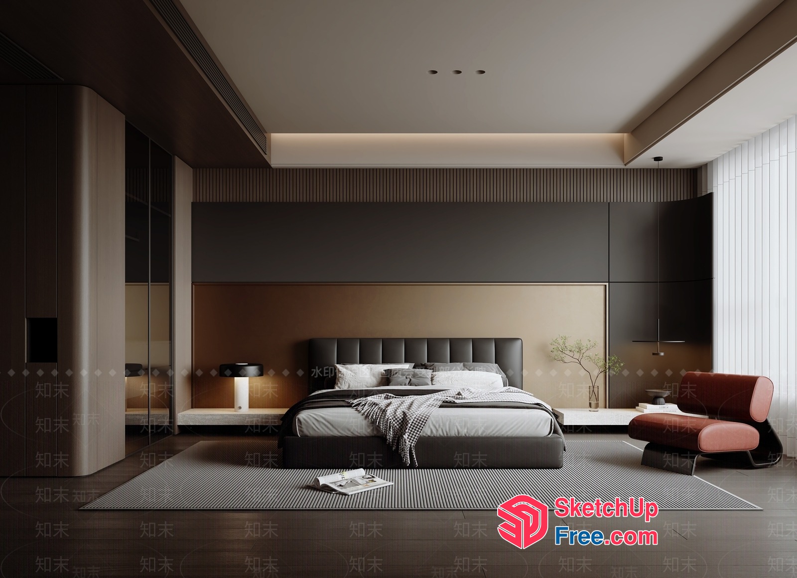 Modern Minimalist Bedroom With Sleek Furniture 3D SketchUp File