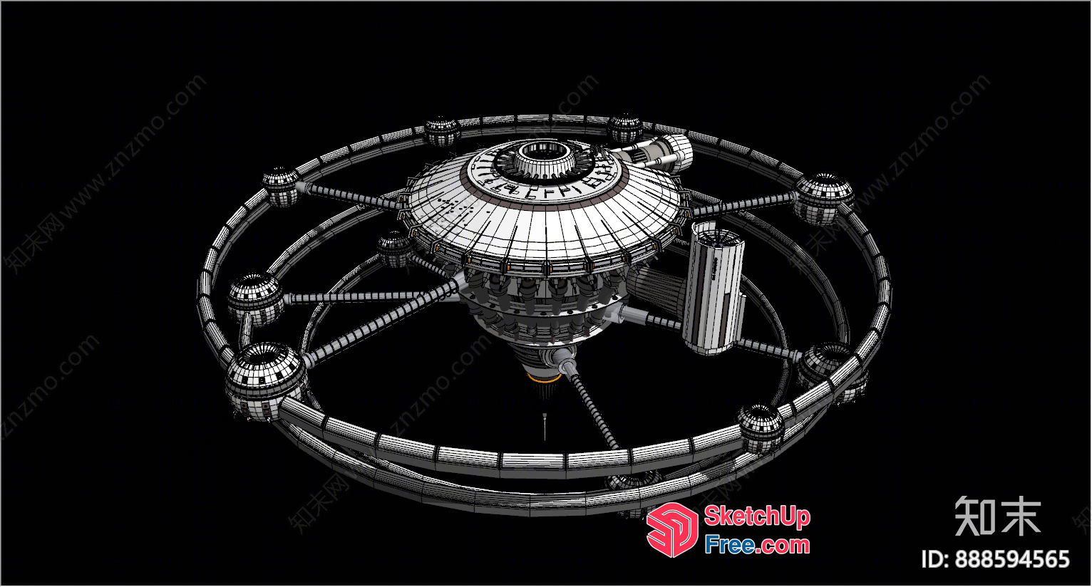 Futuristic Space Station Design 3D SketchUp File