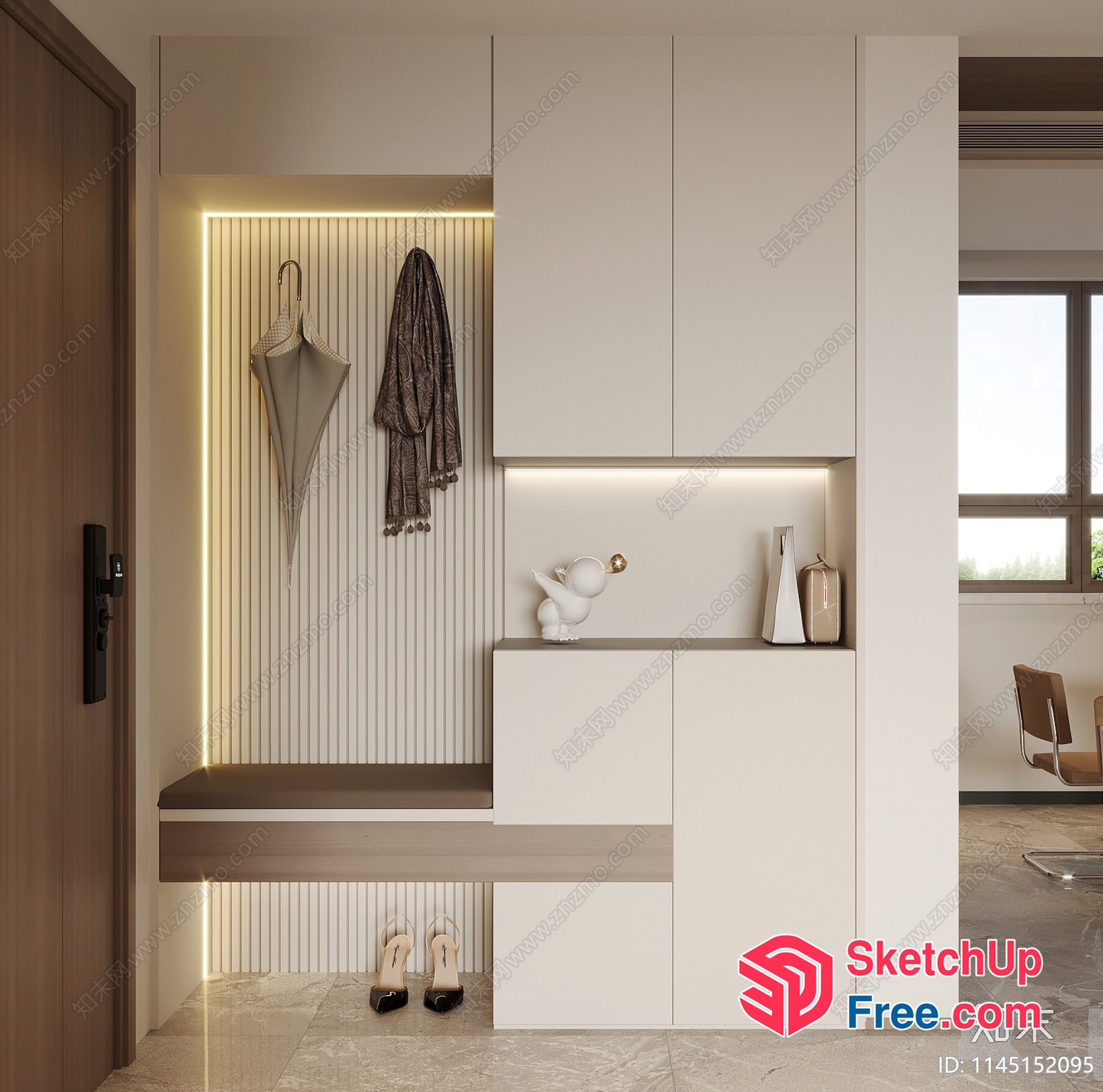 Elegant Modern Minimalist White Entryway 3D SketchUp File