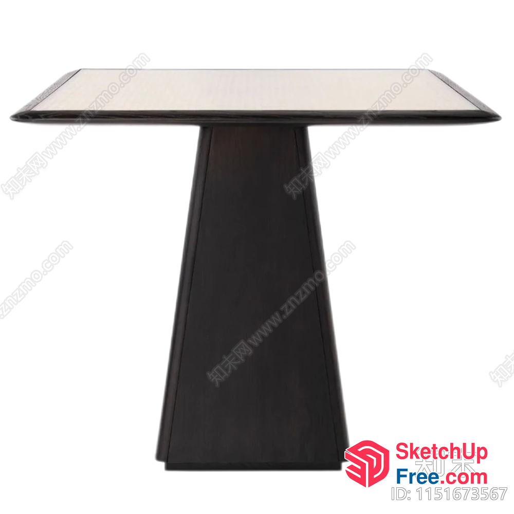 Modern Glass-Top Table With Sleek Black Pedestal 3D SketchUp File