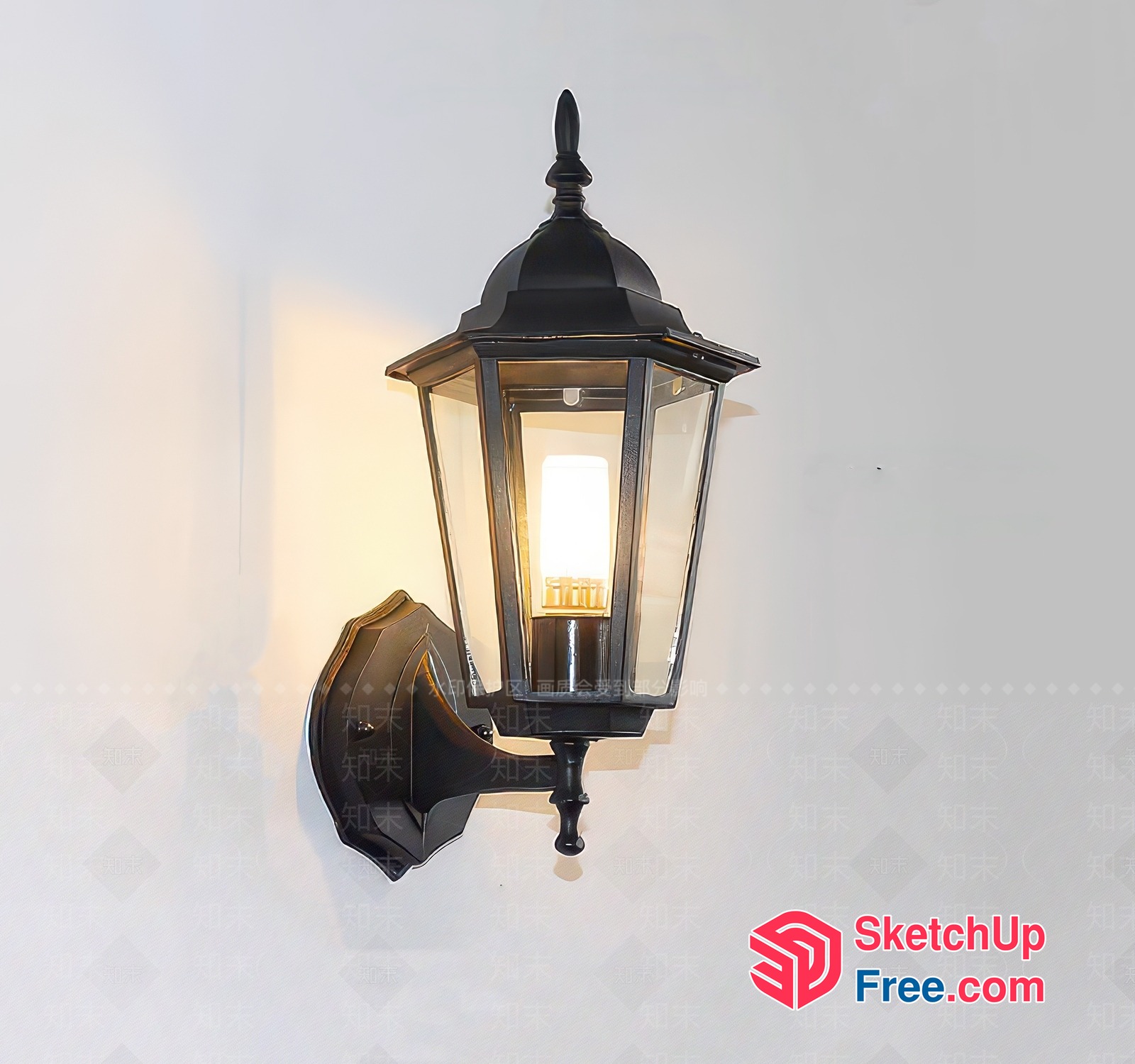 Classic Black Outdoor Wall Lamp 3D SketchUp File