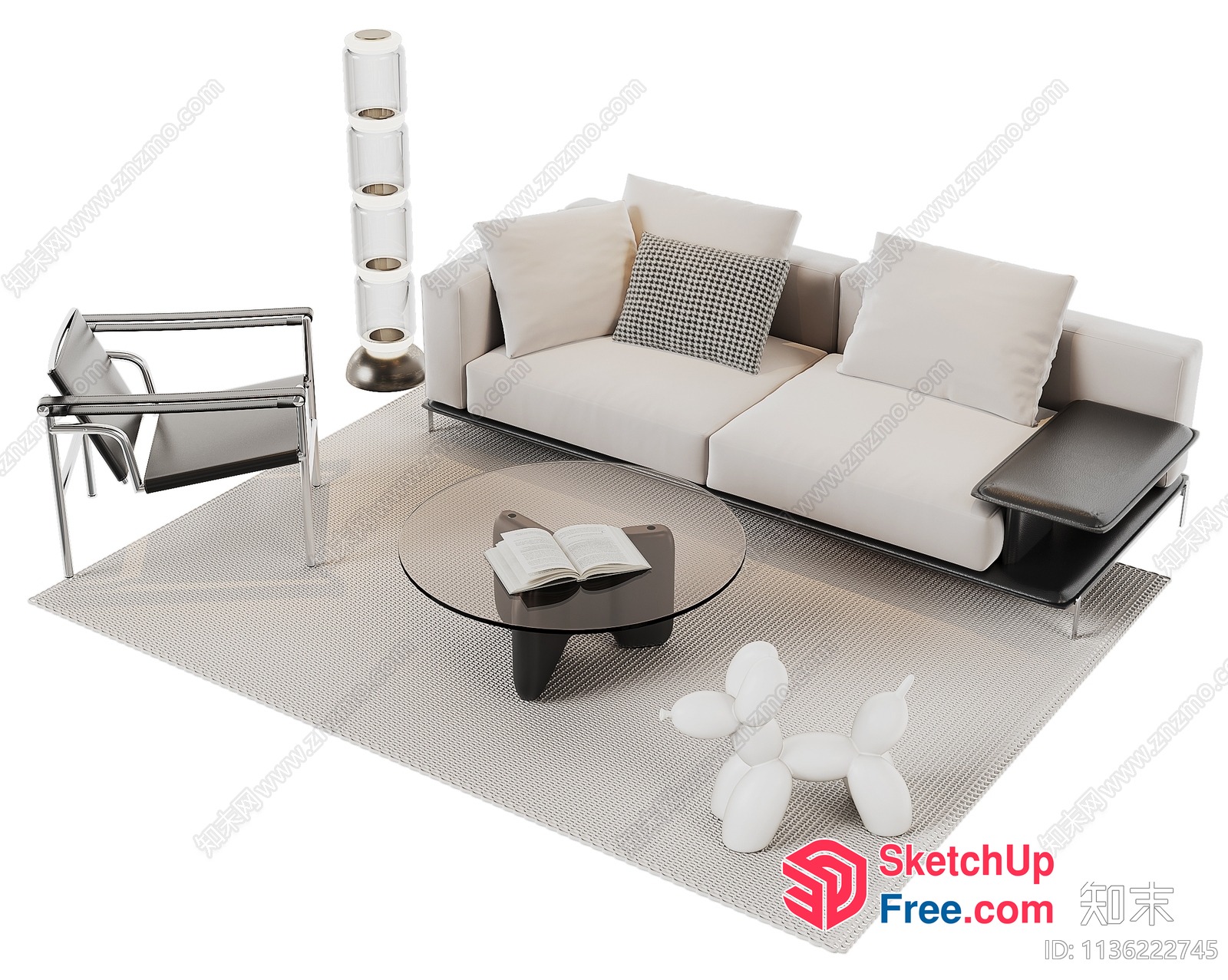 Minimalist Modern Living Room Decor 3D SketchUp File