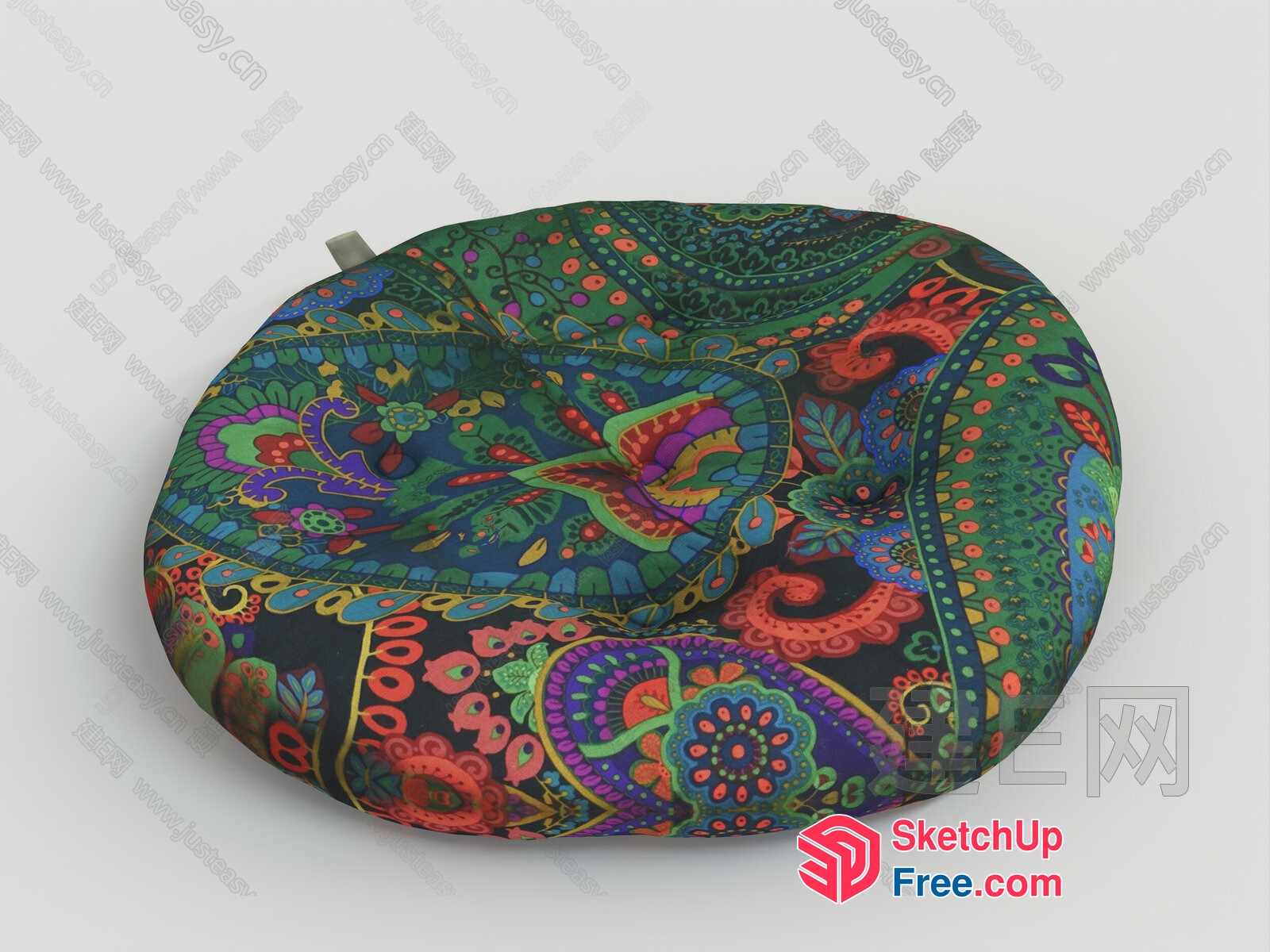 Vibrant Floral And Leaf Patterned Pillow 3D SketchUp File