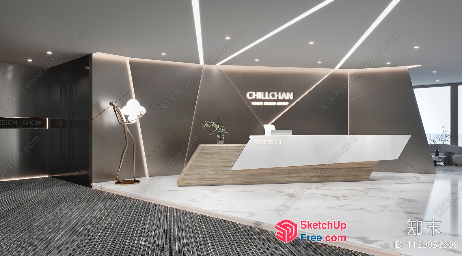 Modern Office Reception Area With Sleek Design 3D SketchUp File