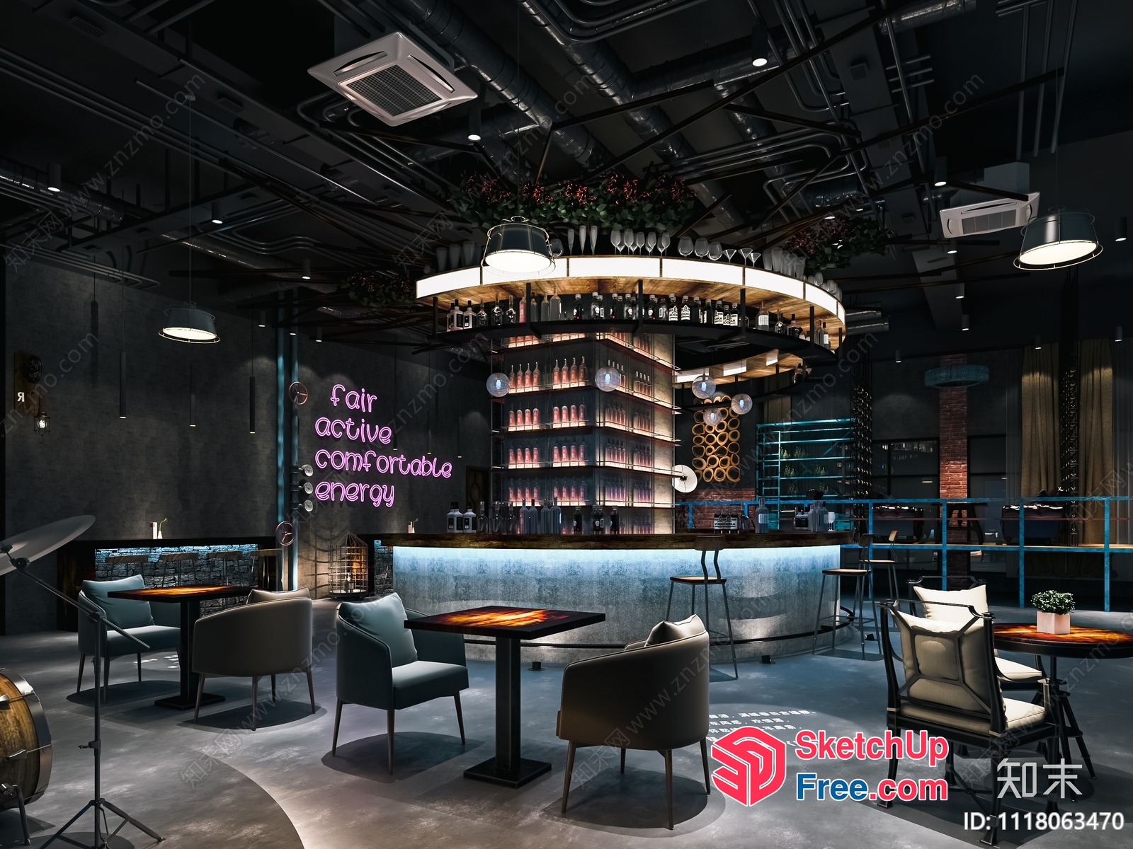 Modern Industrial Chic Restaurant 3D SketchUp File