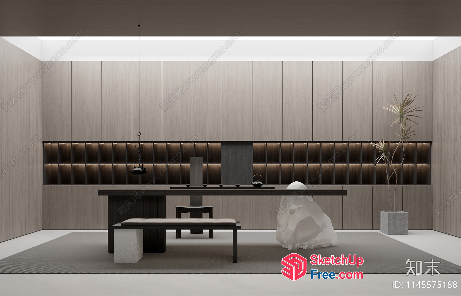 Modern Japanese-Style Interior Design 3D SketchUp File