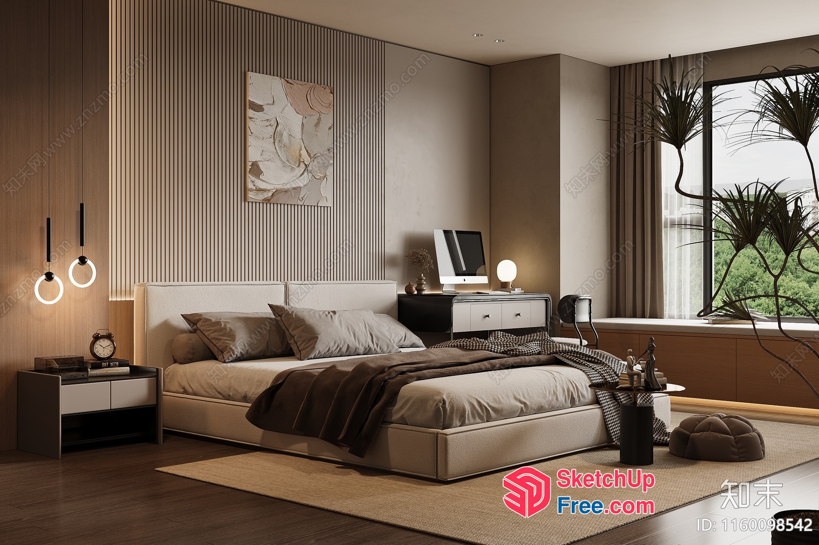 Modern Bedroom With Neutral Color Scheme And Natural Light 3D SketchUp File