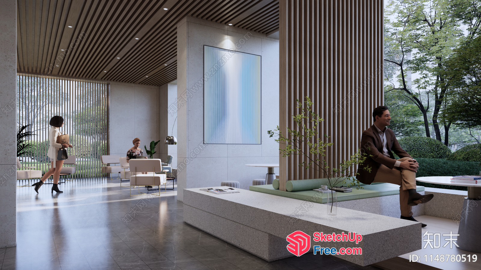 Modern Minimalist Office Interior With Natural Light 3D SketchUp File