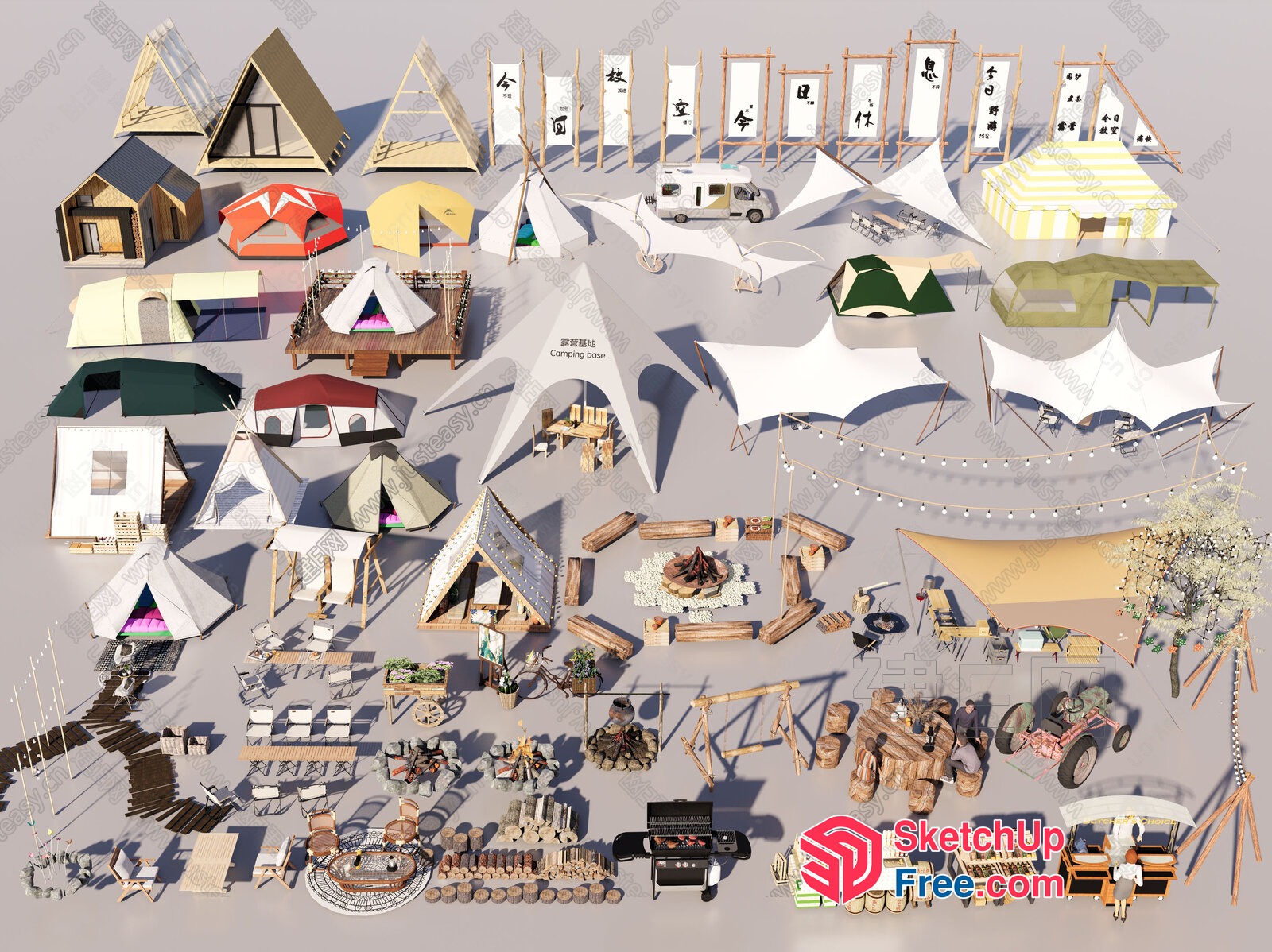 3D Models Of Various Camp Sites And Outdoor Structures 3D SketchUp File