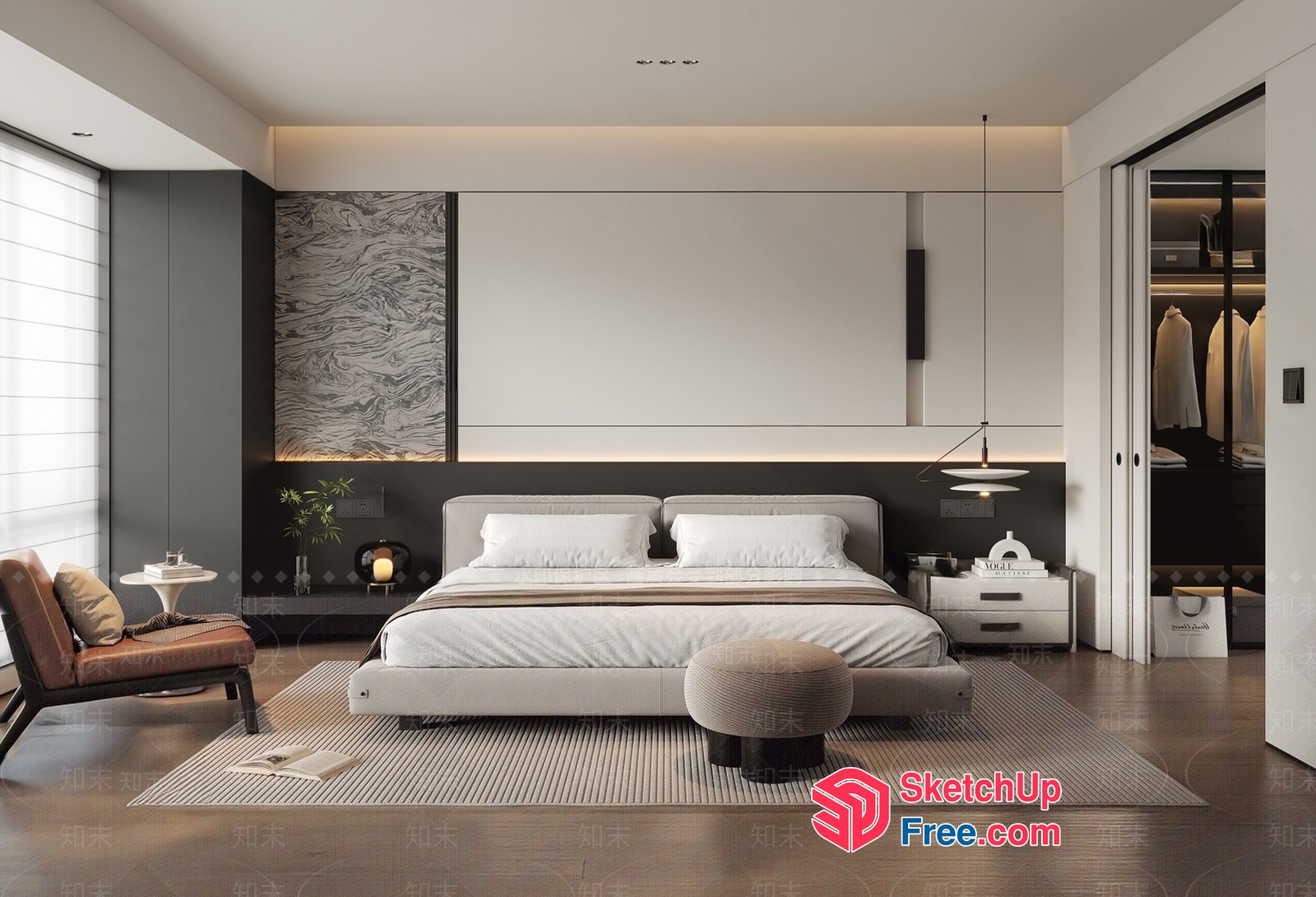 Modern Minimalist Bedroom Interior 3D SketchUp File