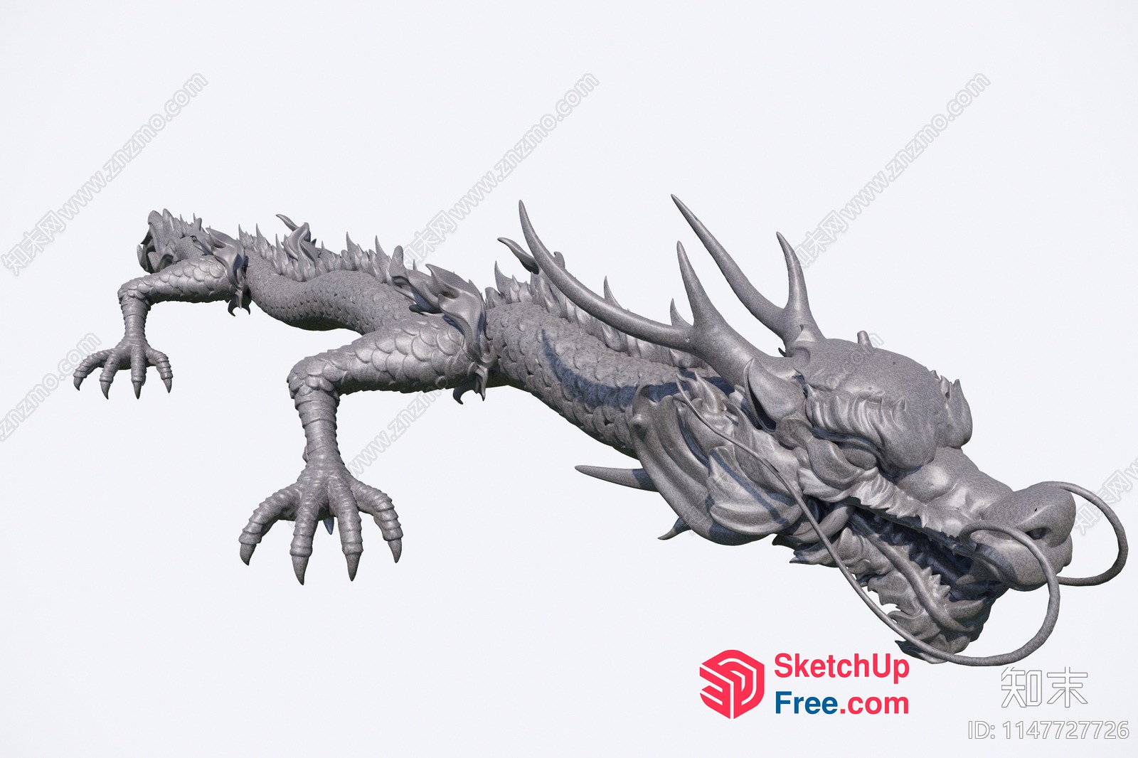 A Dragon With Spiky Scales And Sharp Claws 3D SketchUp File