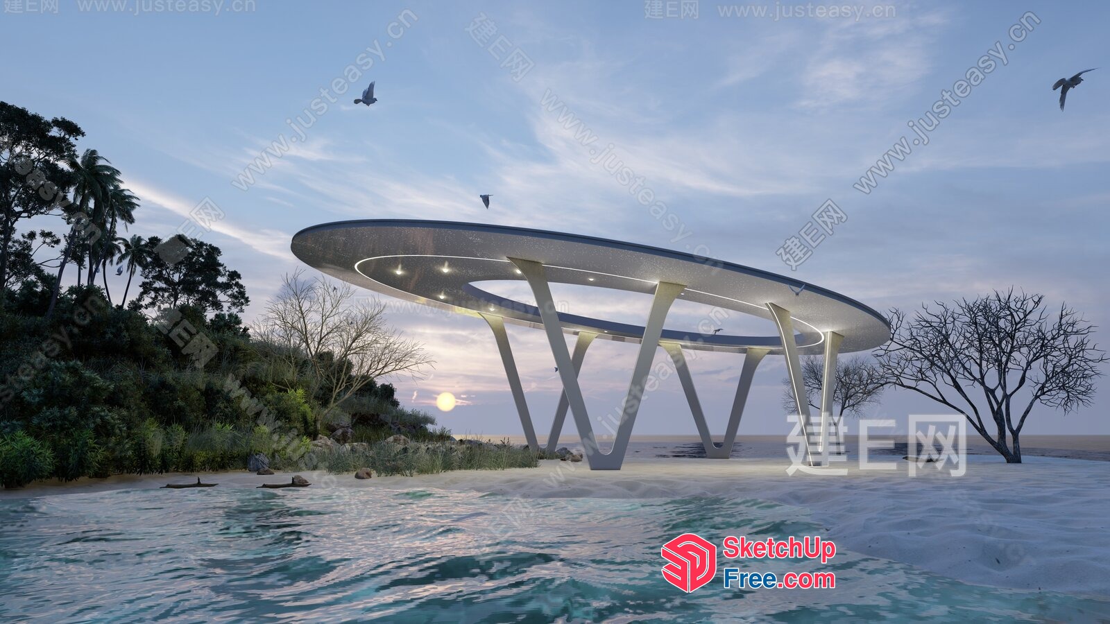 Futuristic Space Capsule-Inspired Building Structure 3D SketchUp File