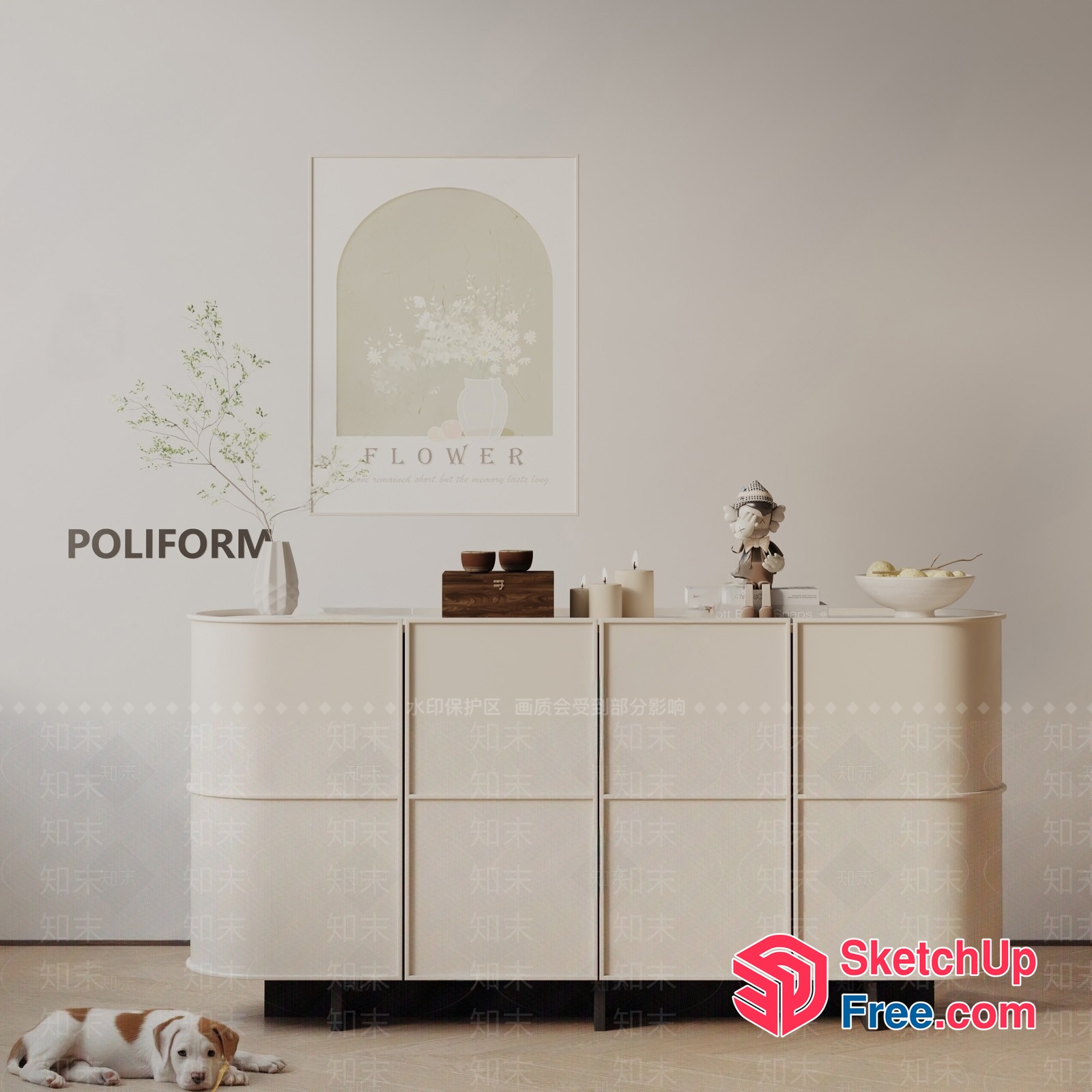 Modern Creamy Style Minimalist Interior Decor 3D SketchUp File