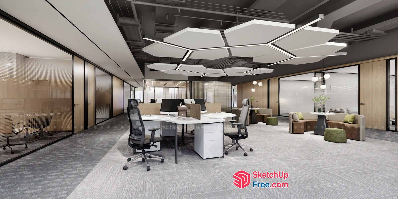 Modern Office Space With Sleek Furniture And Neutral Color Scheme 3D SketchUp File